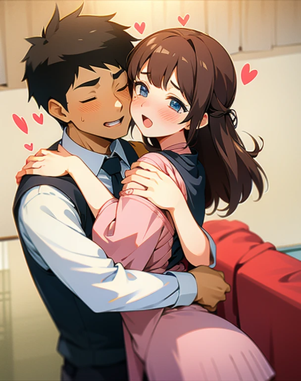 couple,make love,hug,whole body,indoor,animation,well-groomed face,heart,simple