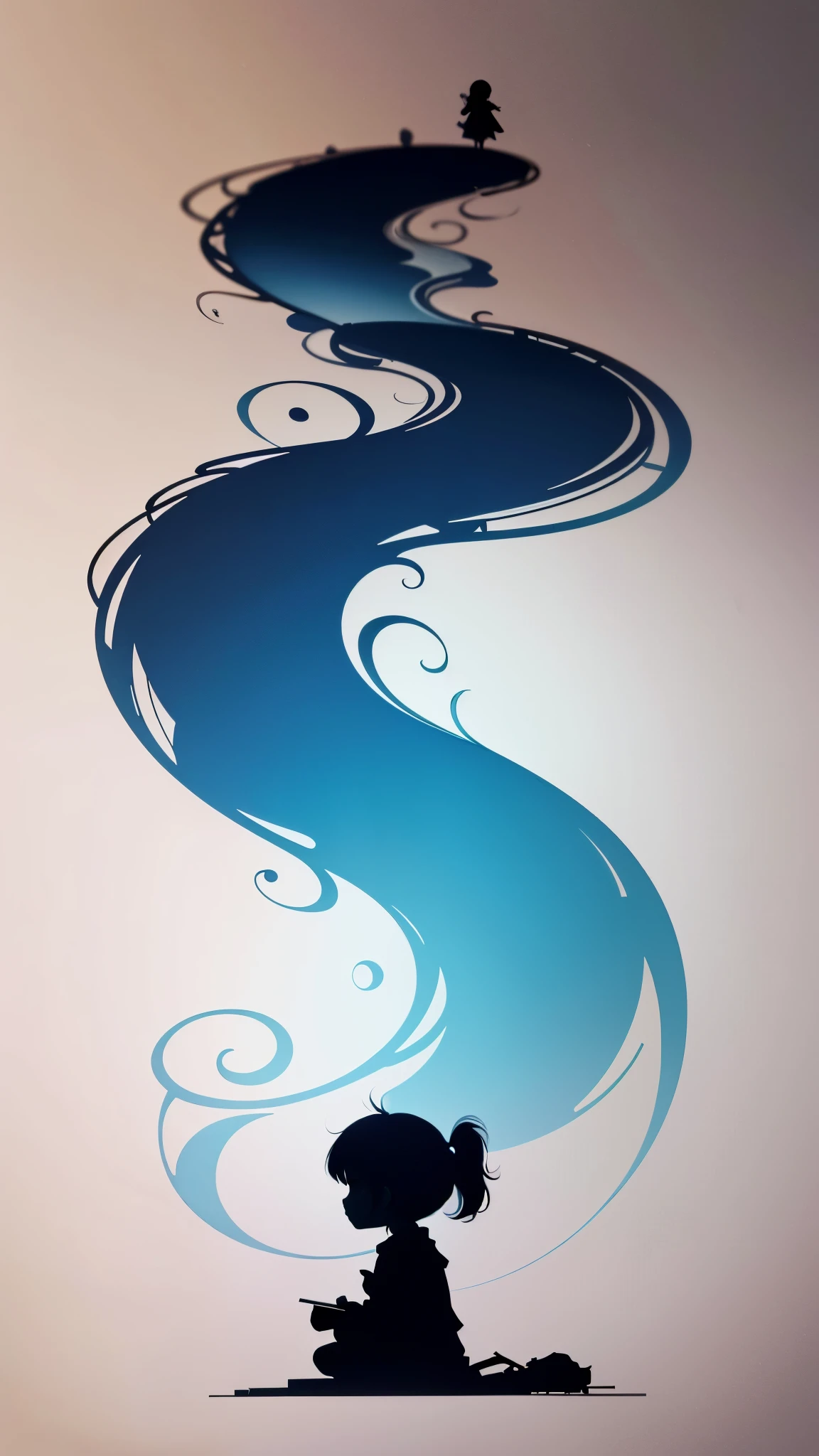 simple_wallpaper, silhouette, chibi, blue_color,
