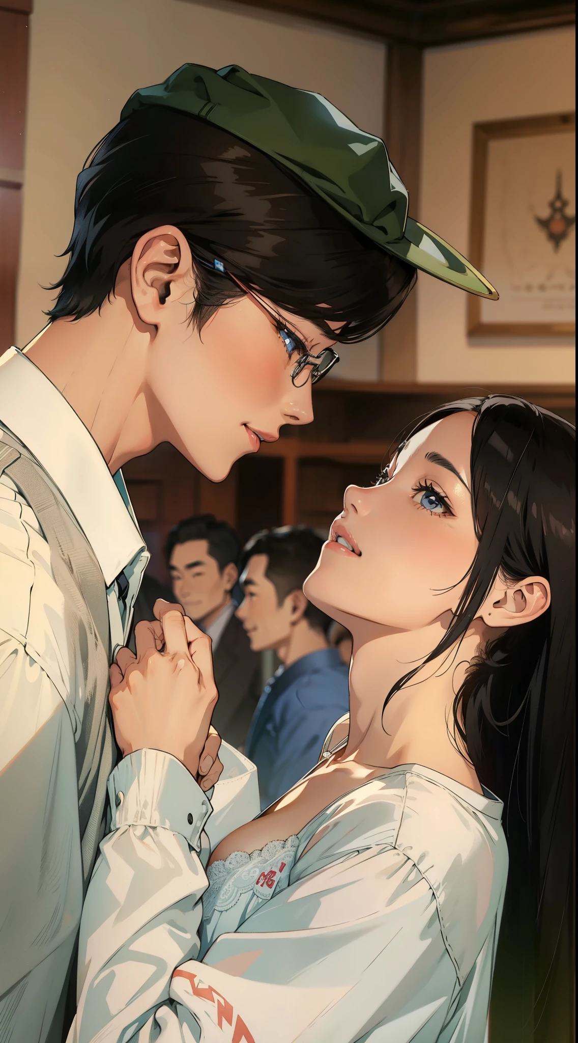 horny men、woman、smile、