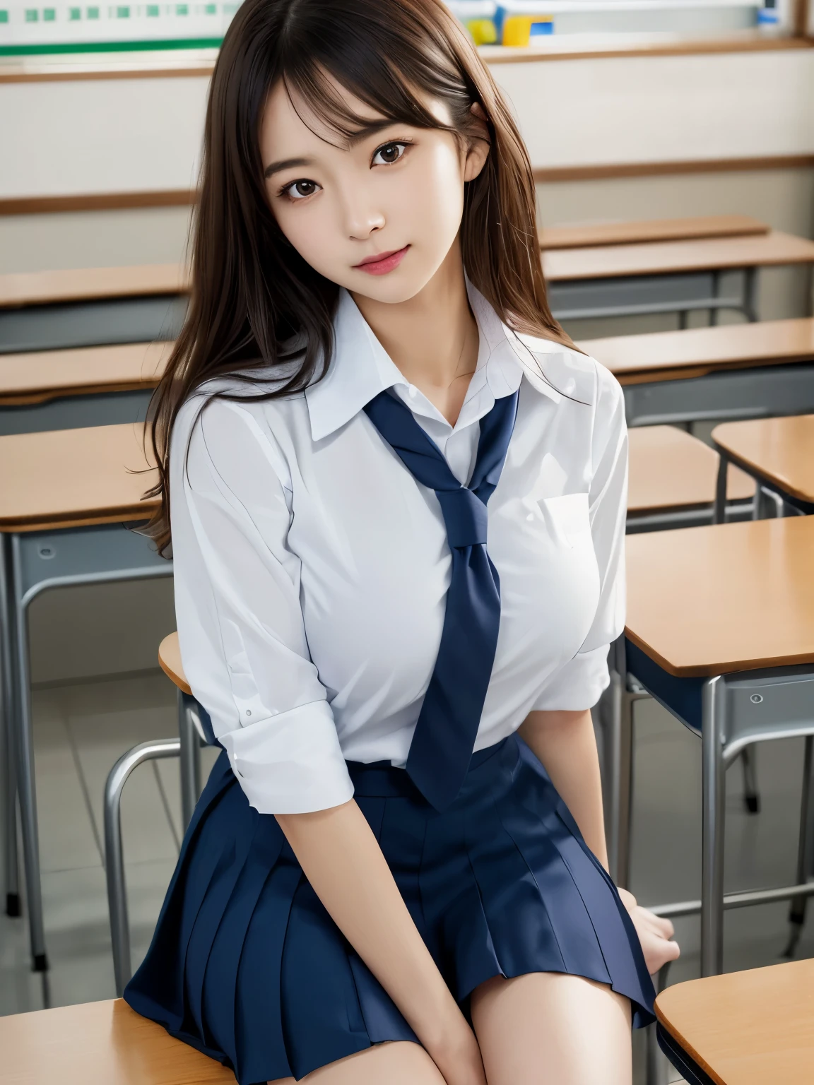 table top, highest quality, japanese girl, 8K, RAW photo, top quality, table top, nffsw:1.2, Highly detailed RAW color photos, professional photos, (realistic, realistic:1.37), (highly detailed skin:1.2), ultra high resolution, (Lenz 50mm), (table top, highest quality:1.3), (Super detailed 8K CG:1.2), (超realistic:1.35), (realistic:1.45), (realistic:1.4), cowboy shot,
1人の美しいjapanese girl, 22 years ago, Supermodel, japanese idol, __Performance__, big breasts, (sitting on the desk:1.1), (school uniform:1.4), (spread your legs:1.2),
(school classroom background:1.1)、korean idol、Nogizaka idol、Gravure idol pose、adult、actress