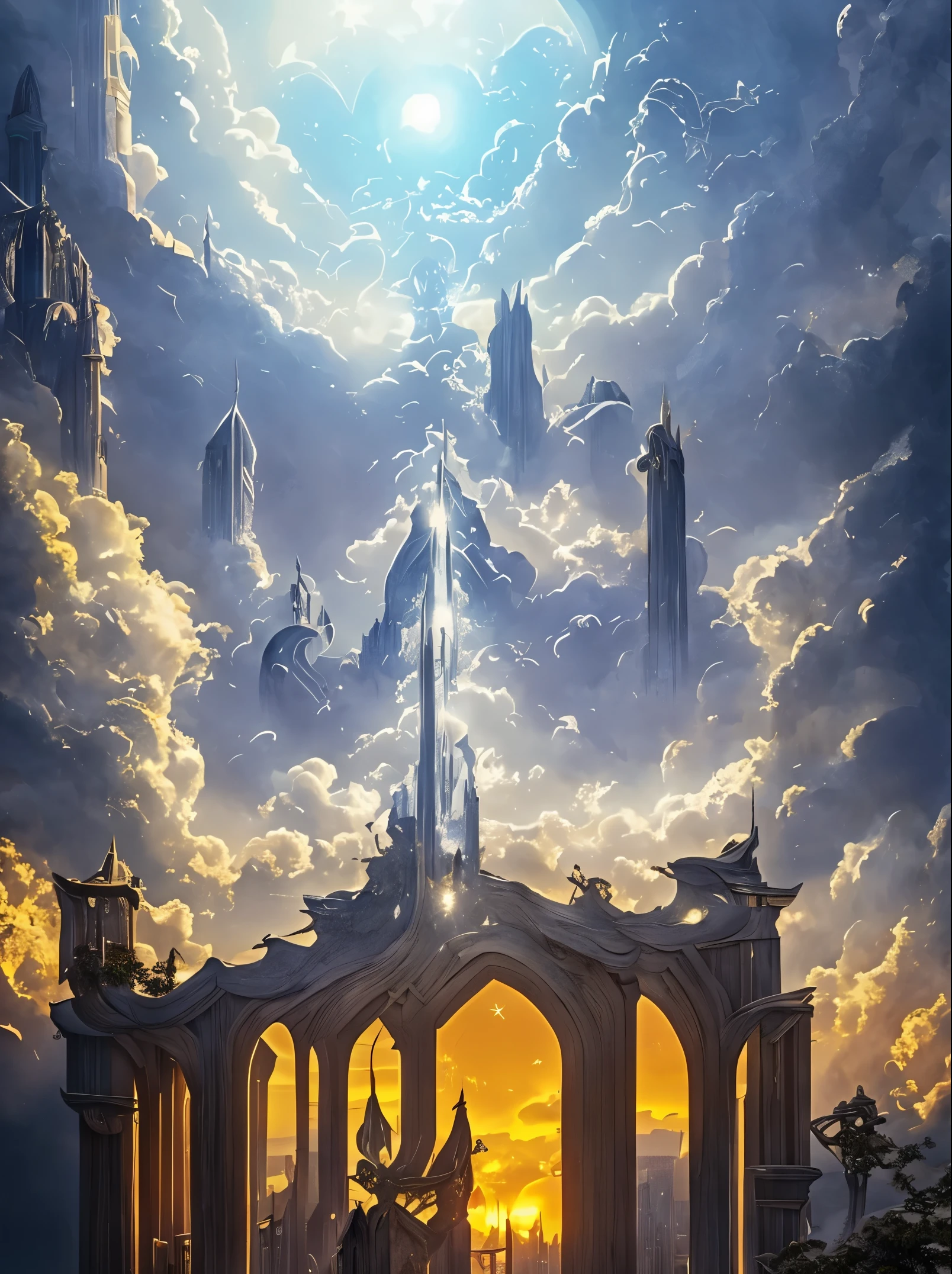 requiem, send the dead, shine, dragon kingdom, Cloud World, flying angel, Majestic gates and pillars, sun, moon and stars, in heaven, celestial realm,
table top, highest quality, super detailed,
Sidon, Sidon style
(realistic, very delicate and beautiful, Depth of bounds written, film grain, professional lighting,
photon mapping, radio city, Physically based rendering,