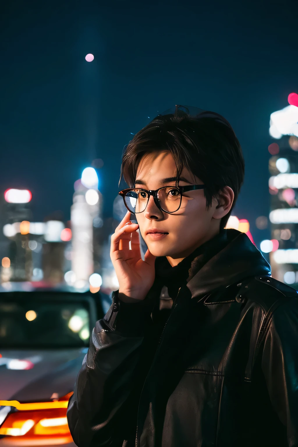 Glasses, night, male, city