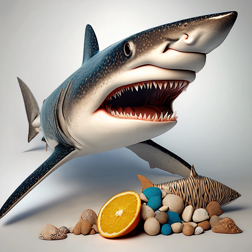 (best quality,4k,8k,highres,masterpiece:1.2),ultra-detailed,(realistic,photorealistic,photo-realistic:1.37),zentangle sharks,colorful,orange,blue,brown,3d render