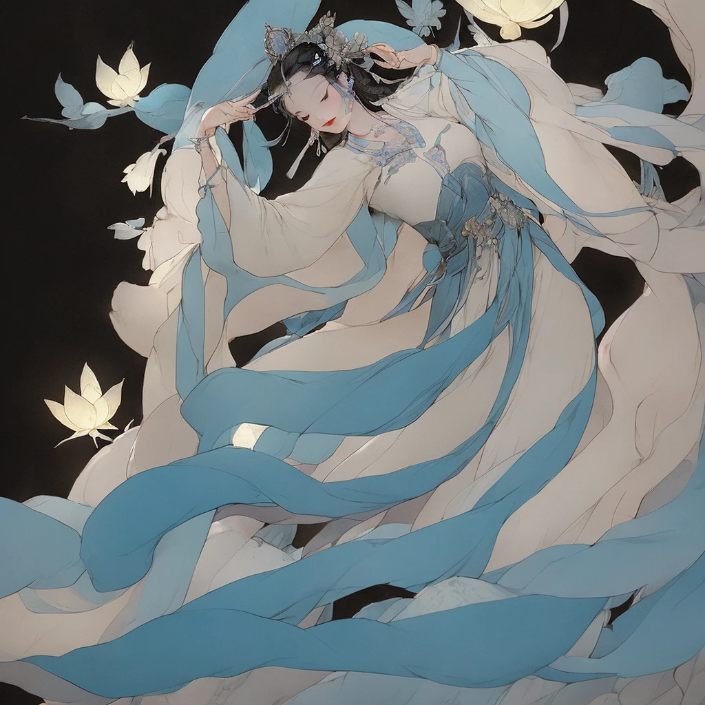a girl,China costume,whole body,Sunlight,clear face,clean white background,masterpiece,Super details,epic composition,ultra high definition,high quality,Extremely detailed,official art,8k wallpaper,Super details,32k,long hair,white hair,Large petals,breeze,chiffon,long hair,white hair,blue eyes,blue hanfu,Gorgeous hair accessories,kapok,high resolution, bust,moonlight,chiffon,gorgeous clothes,masterpiece,epic work,clean background,flowing sleeves,bust,avatar