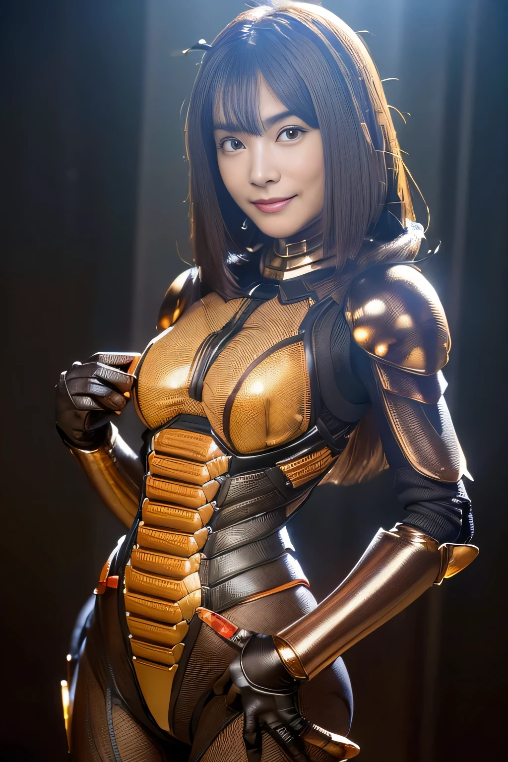 (High resolution,masterpiece,highest quality,Very detailed CG, anime, official art:1.4), realistic, photograph, amazing detail, everything is complicated, shiny and glossy,Amazing number of layers, 8K wallpaper, 3D, sketch, cute, figure,( alone:1.4), perfect female proportions,villain's daughter, (Fusion of dark brown cockroach and lady:1.4), (brown cockroach woman:1.2), (brown cockroach woman:1.2), (Fusion:1.2), (alone:1.4), (evil smile:1.2), muscular, abs, (Cockroach brown exoskeleton bio insect suit:1.4), (Cockroach brown exoskeleton bio insect armor:1.2), (brown transparent cockroach feathers:1.4), (Antennae of brown cockroaches:1.3),