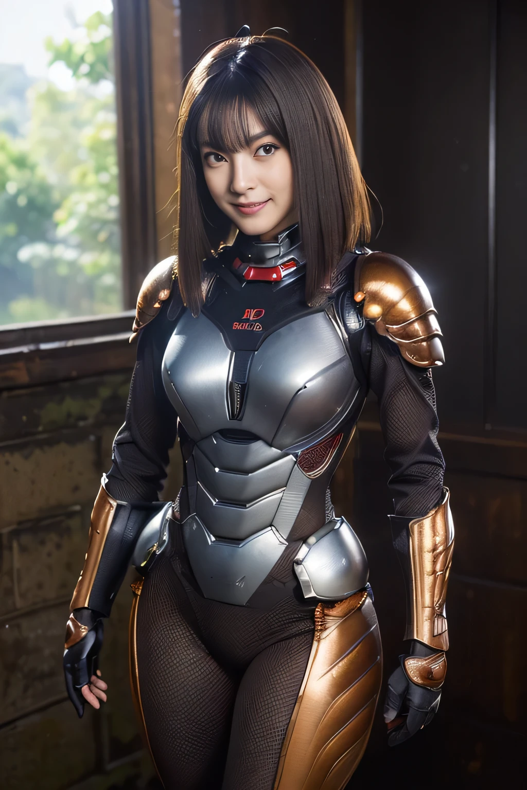 (High resolution,masterpiece,highest quality,Very detailed CG, anime, official art:1.4), realistic, photograph, amazing detail, all complicated, luster and luster,great many layers, 8k wallpaper, 3D, sketch, cute, figure,( alone:1.4), perfect female proportions,villain's daughter, (Fusion of dark brown cockroach and lady:1.4), (brown cockroach form lady:1.2), (brown cockroach woman:1.2), (Fusion:1.2), (alone:1.4), (evil smile:1.2), muscular, abs, (Cockroach brown exoskeleton bio insect suit:1.4), (Cockroach brown exoskeleton bio insect armor:1.2), (brown transparent cockroach feathers:1.4), (brown cockroach antenna:1.3),