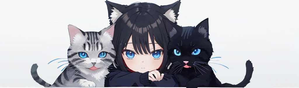 anime girl with black hair and blue eyes wearing a black coat, anime moe art style, anime style 4k, Wallpaper Anime Blue Water, anime art wallpaper 8k, (anime girl), Cute girl anime visual, Beautiful anime cat girl, anime wallpaper 4k, anime wallpaper 4k, very beautiful anime cat girl, 4k anime wallpaper