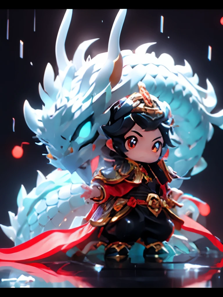 Dragon surrounds a boy in the sky