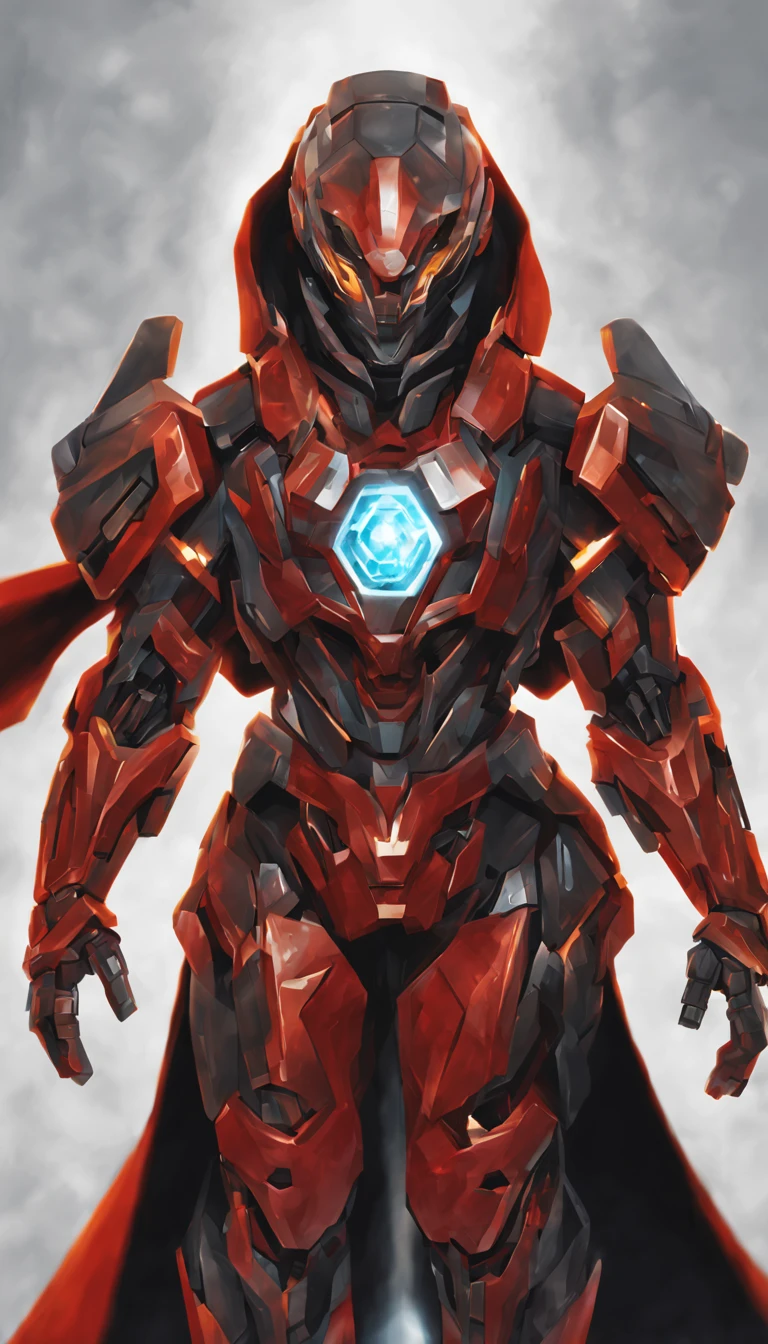 ((1boy)), in body armor, (in the style of halo mixed with dune),  intense facial expression,dynamic pose, close-up, portrait, (fractal art),shiny,reflective,bioluminic, galactic cybernetic armor, highres, ultra detailed, Ultra-precise depiction, Ultra-detailed depiction,,mecha,(assassin:1.2),(scarf,long cloak),GlowingRunes_red,(dark smoky background),backlight,high contrast,