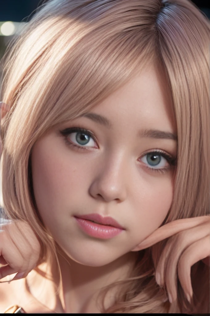 (8k, RAW photo, best quality, masterpiece:1. 2), (realistic, photo-realistic:1. 37), ultra-detailed, full body, 1 japanese girl, Sana Minatozaki, posing, beautiful detailed sky, detailed japanese garden, night, in the city, beautiful detailed blue eyes, beautiful detailed lips, professional lighting, photon mapping, radiosity, physically-based rendering, extremely detailed blue eyes, extremely detailed face, realistic face, happy, beautiful detailed blue eyes, light on face, cinematic lighting, V neck crop tee, split thigh skirt, white and pink sneakers, layer ruffle blouse, 1girl, full body, full-body shot, realistic neck:1.2, see-through, looking at viewer, outdoors, pink hair light:1.3, pretty lips, bob hairstyle