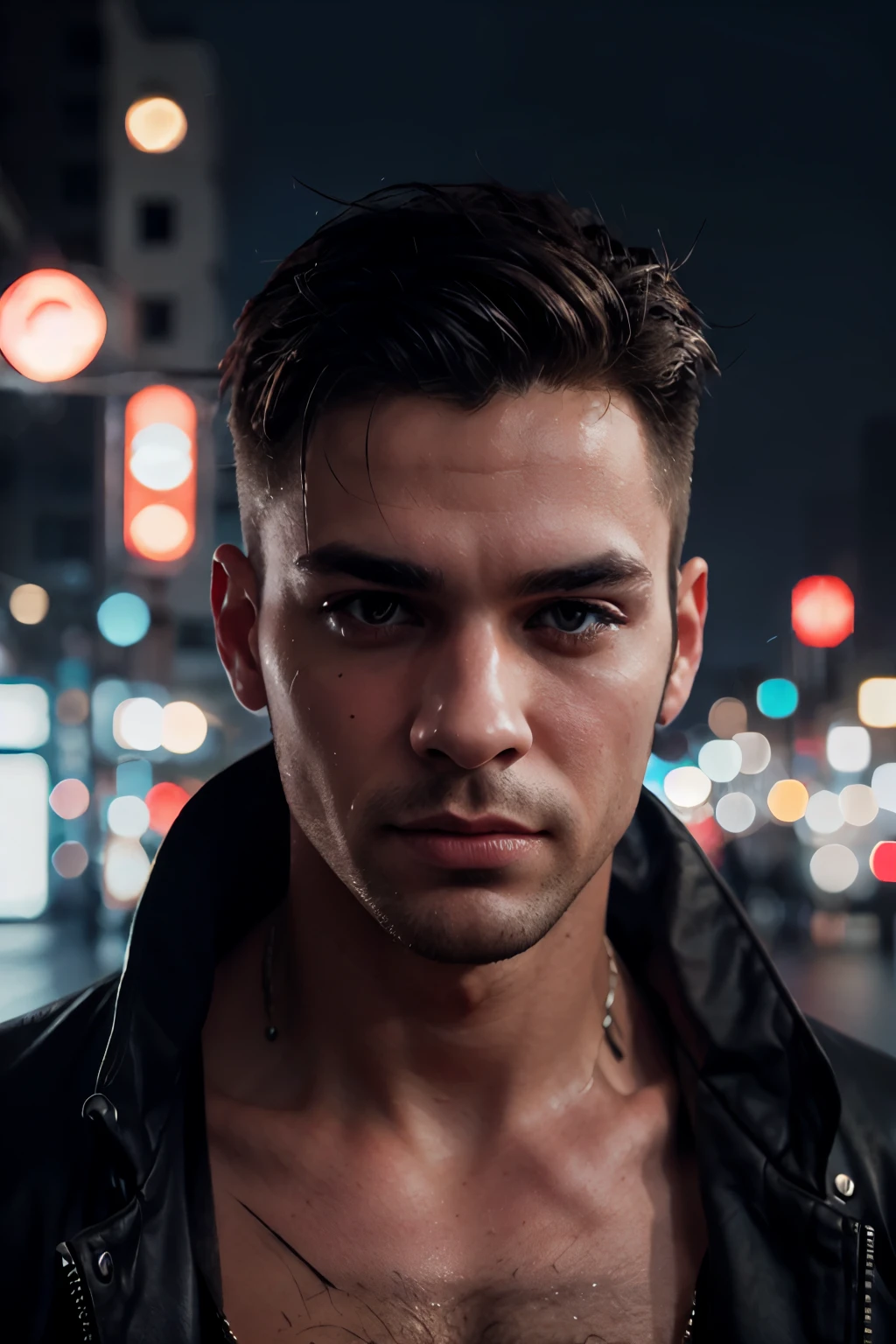 Change background cyberpunk handsome boy, realistic face, 8k, ultra realistic,