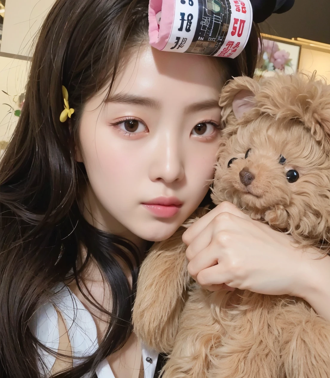 Chica arafed con un rulo en la cabeza recostada sobre un osito de peluche, jennie rosa ?????, ulzzang, jossi de blackpink, jaeyeon nam, pale korean adorable face, sol yunjoo, parque roseanne de blackpink, TaeJune Kim, bae suzy, Lalisa Manobal, Jinyoung Shin, joven y adorable rostro coreano, heonhwa choe