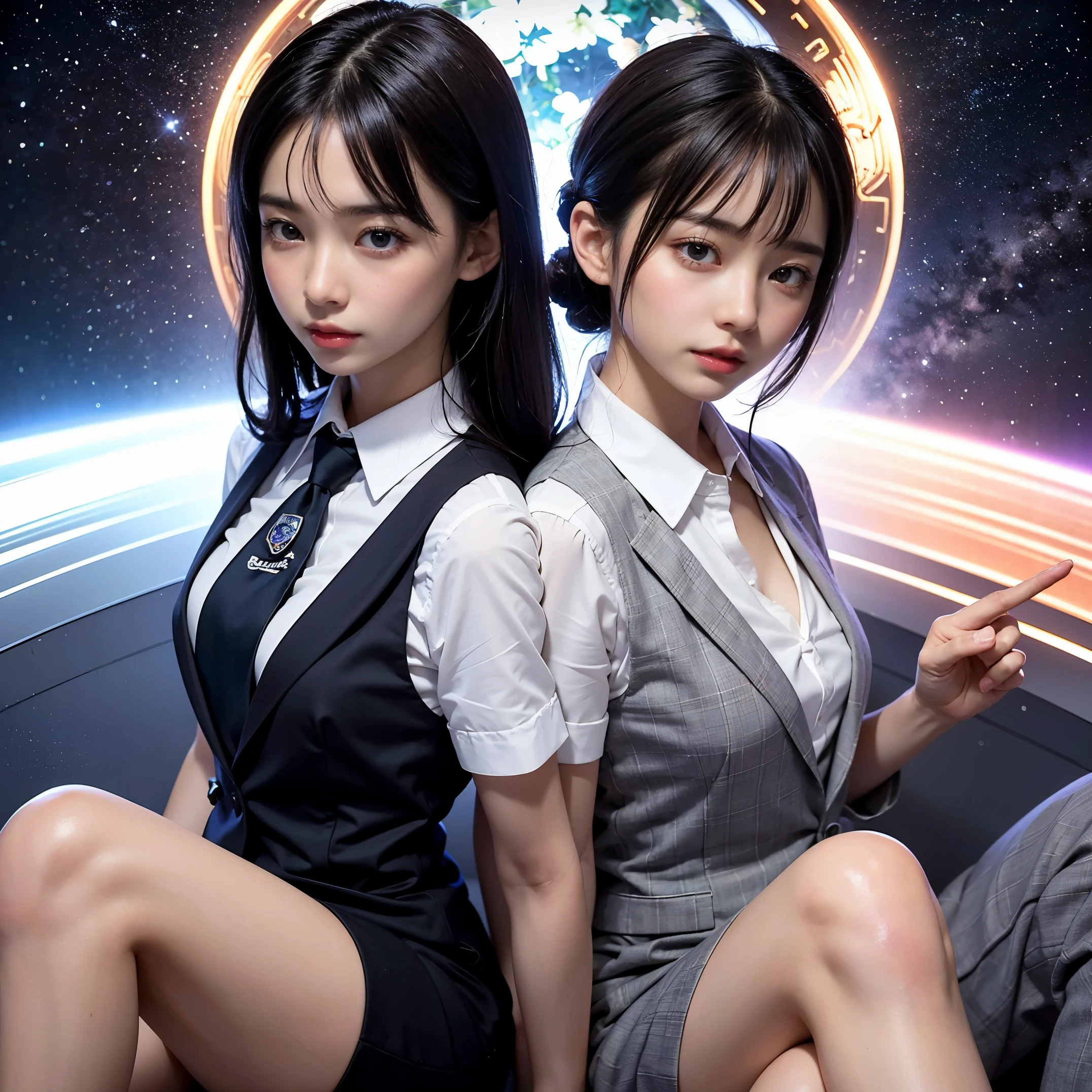 proud woman、surrounded by men、plump、Shimenawa around neck、Hands and feet are tied to the beam with ropes、rampage、angry look、detailed face、detailed hands、detailed legs、(pieces fly, highest quality:1.2), 8K, official art, chest、cute、wearing a suit、chestが見える、 planet, Trending on cgstation, 太陽系外planet, official art, mar planet,  Sakimi-chan, Five Fingers Photos&#39;body of, Full body Esbian、suit beauty、cool look、 (masterpiece) (highest quality) (be familiar with) (8K) (movie lighting) (sharp focus) (complicated)black hair、14 years old、小さいchest、laughter、incredibly stupid, (beautiful girl, cute face, turn back, gold ornaments in hair、wearing a suit、chestのクローズアップ, wearing a suit, short sleeve, gardenia, Violacea, space , looking at the viewer, film grain, chromatic aberration, オッパイsharp focus, face light, dynamic lighting, cinematic lighting, be familiar withな目と顔, (gray tie、1 part:1.2)
