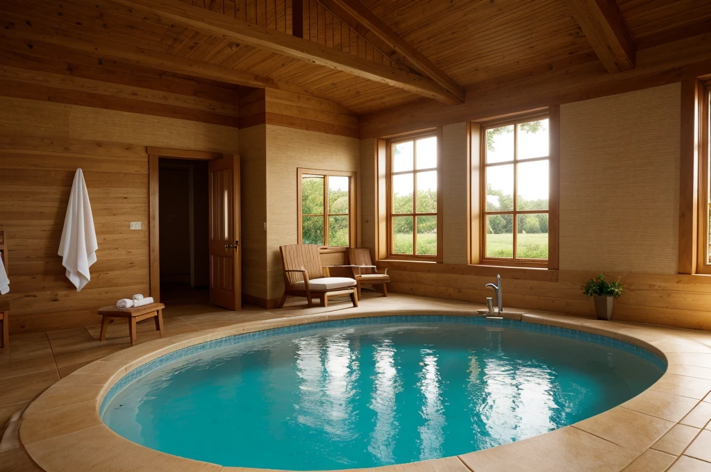 inside of a european wellness bath, spa,  cozy, relaxing, hyperrealistic