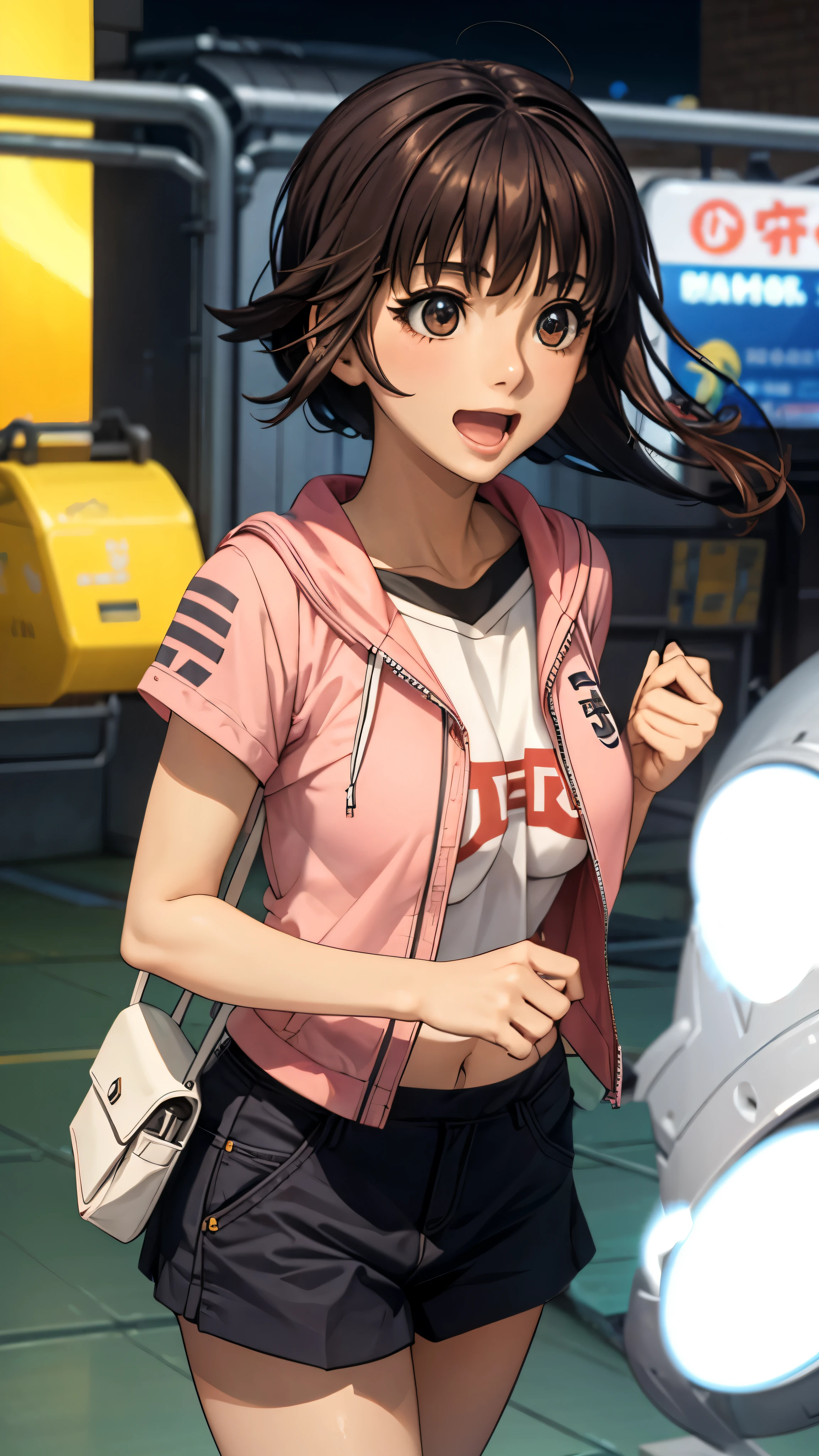 woman,20-year-old,,city,night,(Harada Makoto),open mouth smile