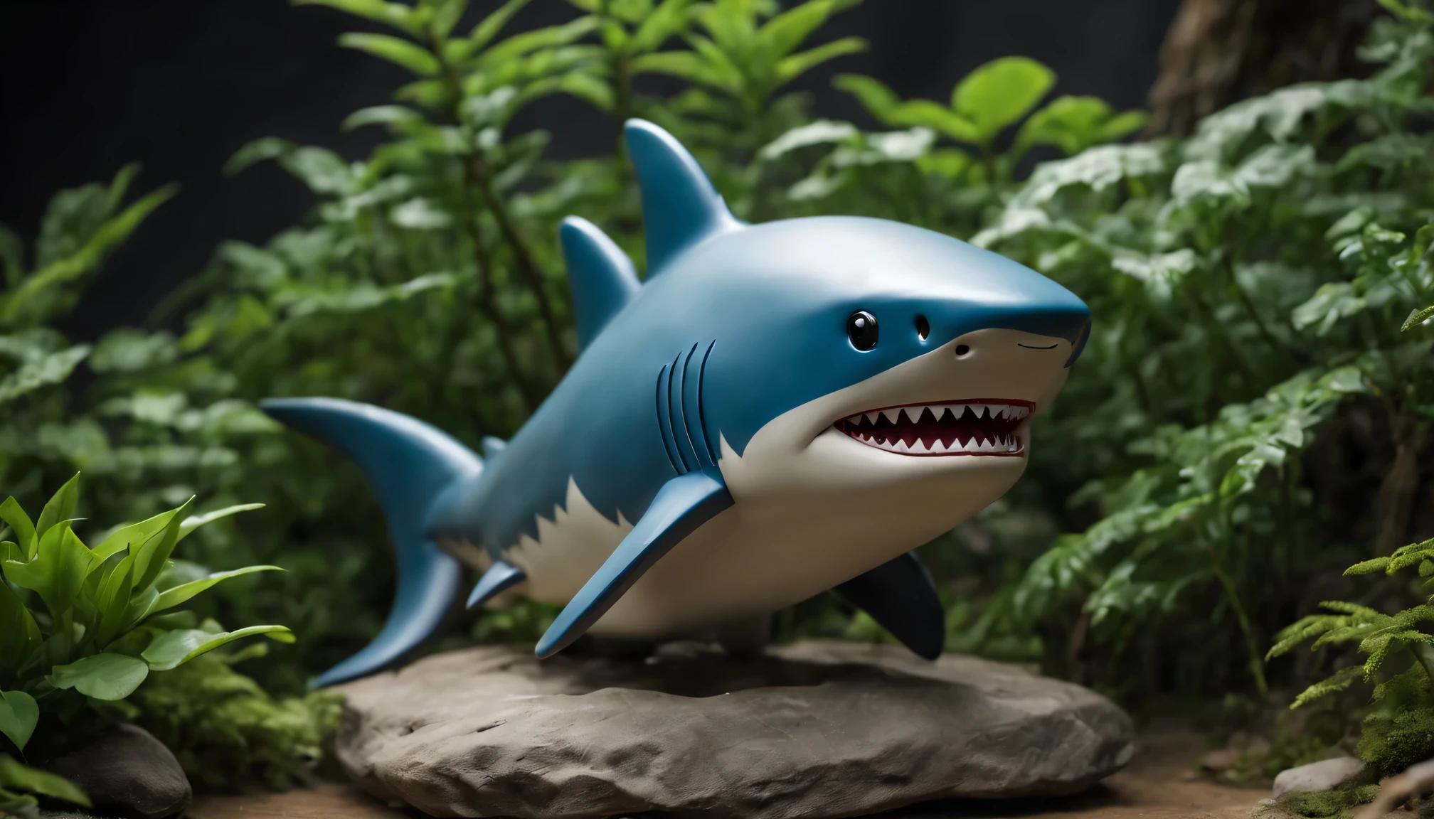 masterpiece, best quality,Blind box toy style, Ghibli style colors, from the side, atmospheric perspective, F/1.8, ultra high definition, masterpiece, precise, high detail, high quality, high resolution, shark, meditation, hands crossed, China Xiangyun, About, flowing,