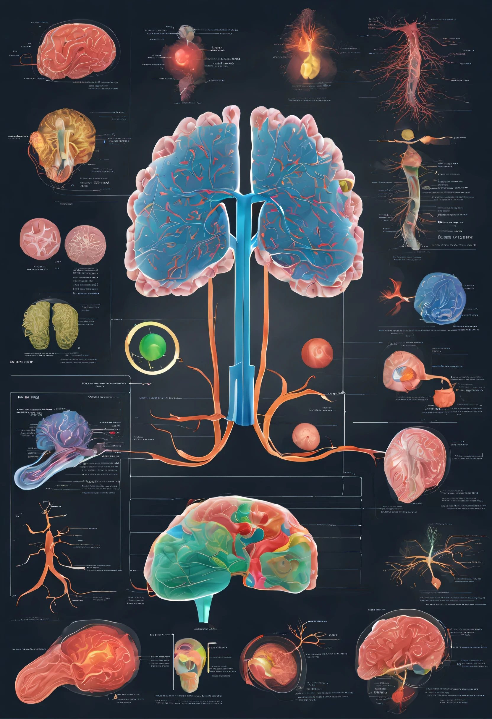 Connection between the brain and large intestine、CT image、nerve transmission、gray background、background bokeh、High resolution、８K、radiological image、mri portrait、Structure of dopamine、course、monochromatic、green、green、illumination。Blood vessel、neurons、suppress、Neural circuits、medical illustrated book、Medical  subjects、permeance、cg、Technical Illustration