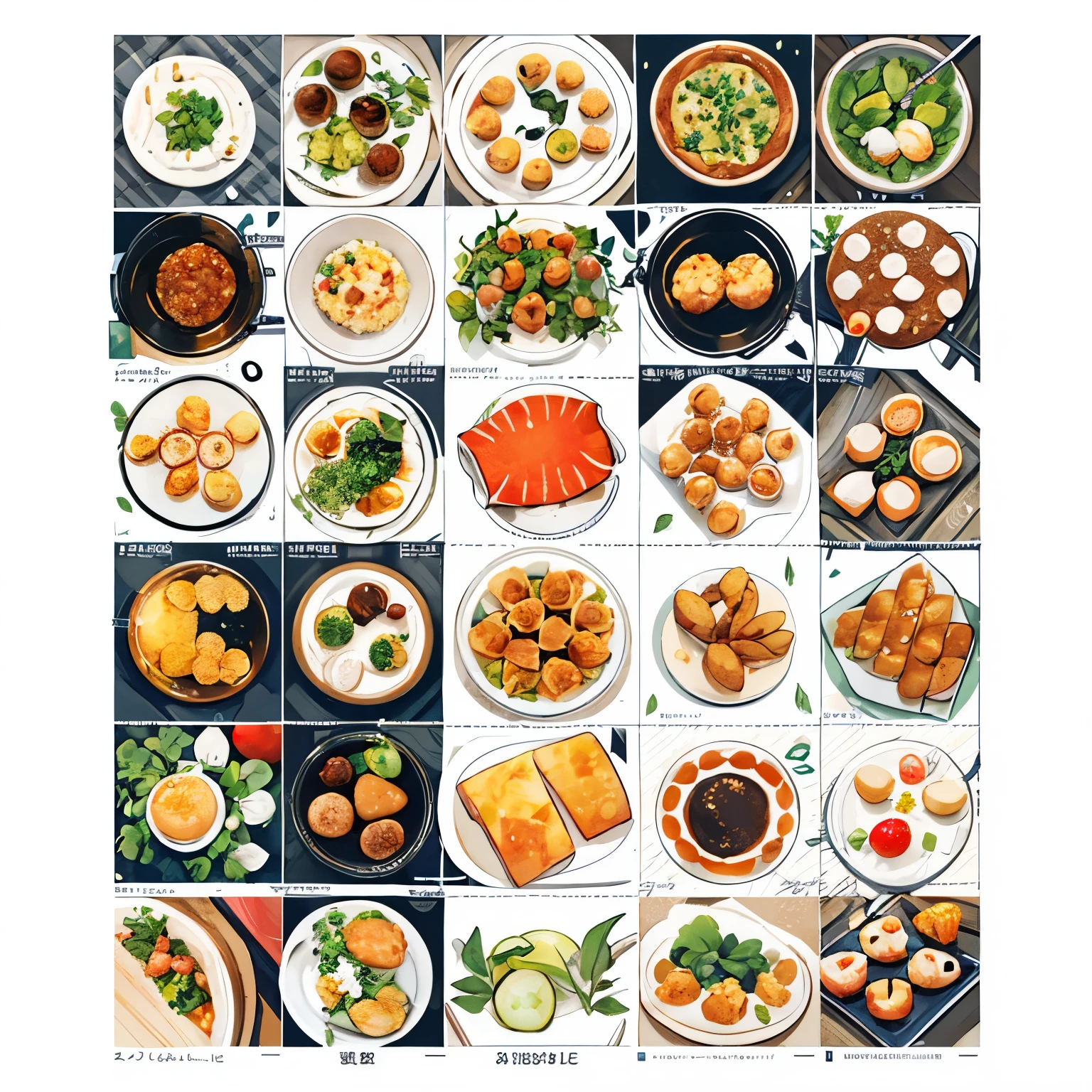 10  kind of food,separated,Masterpiece, Best quality, Ultra-detailed, illustration, white bg,icon