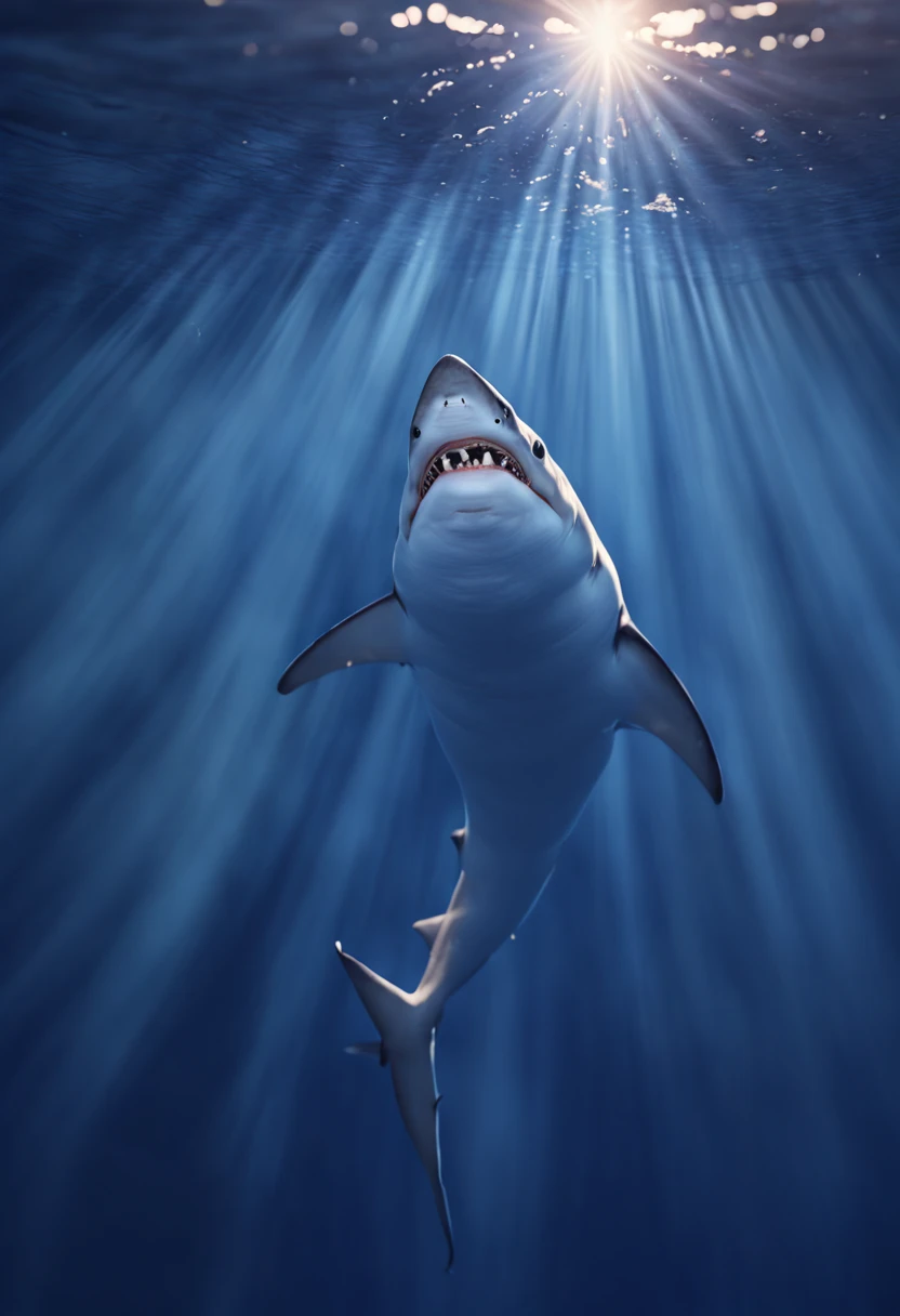 a shark, watery, abstract art, dappled with sunlight, by Miki Asai, best quality, masterpiece, 8k