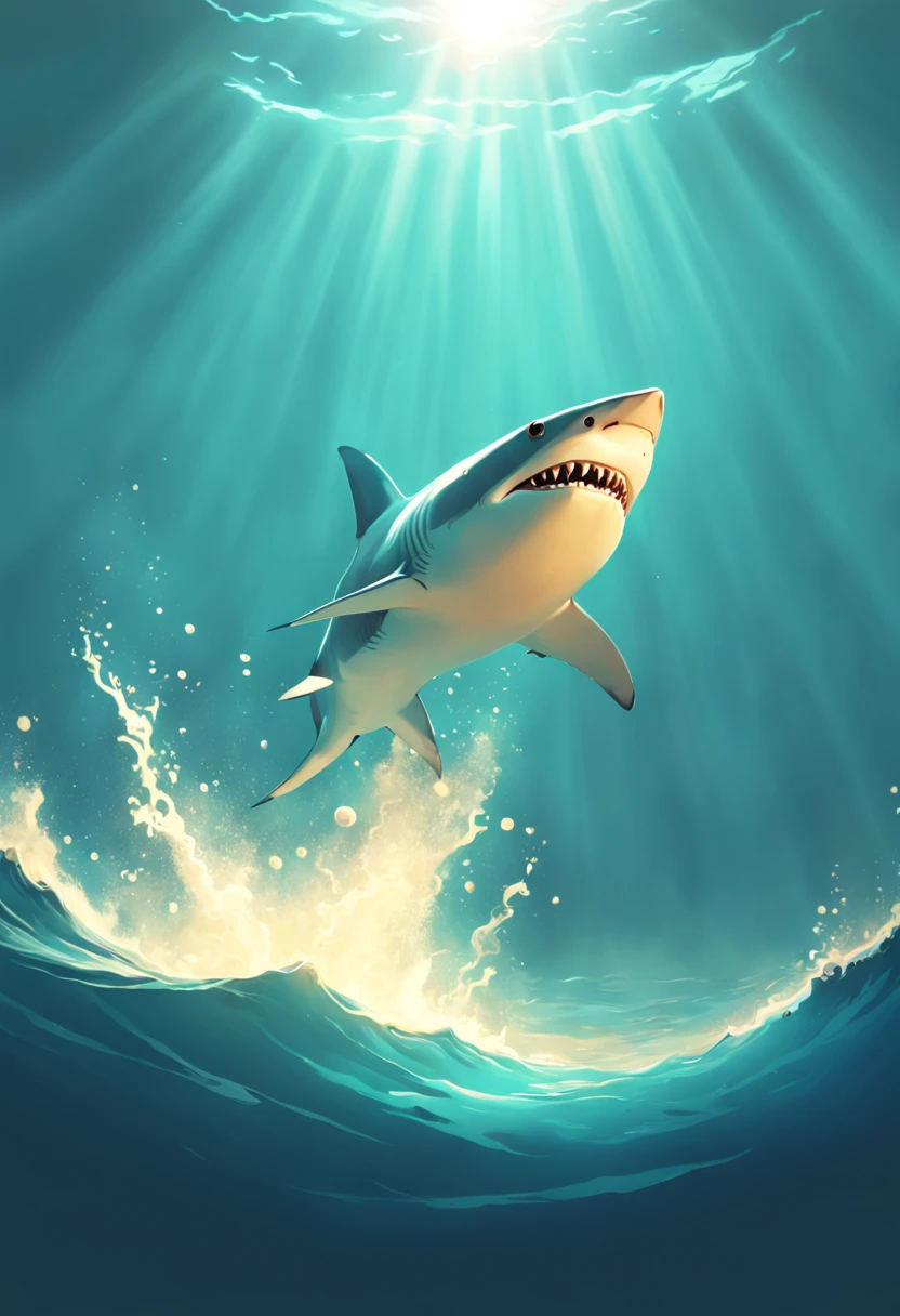 a shark, purple sunlight, Ethereal, by Alena Aenami, best quality, masterpiece, 8k