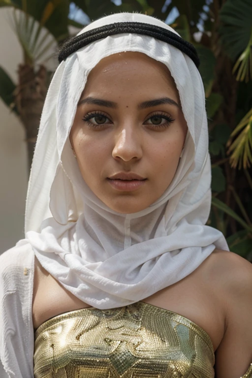 mujer joven arabe con hijab, alta hermosa, sexy, mirada profunda, ojos verdes, manos ocultas, marruecos, realista