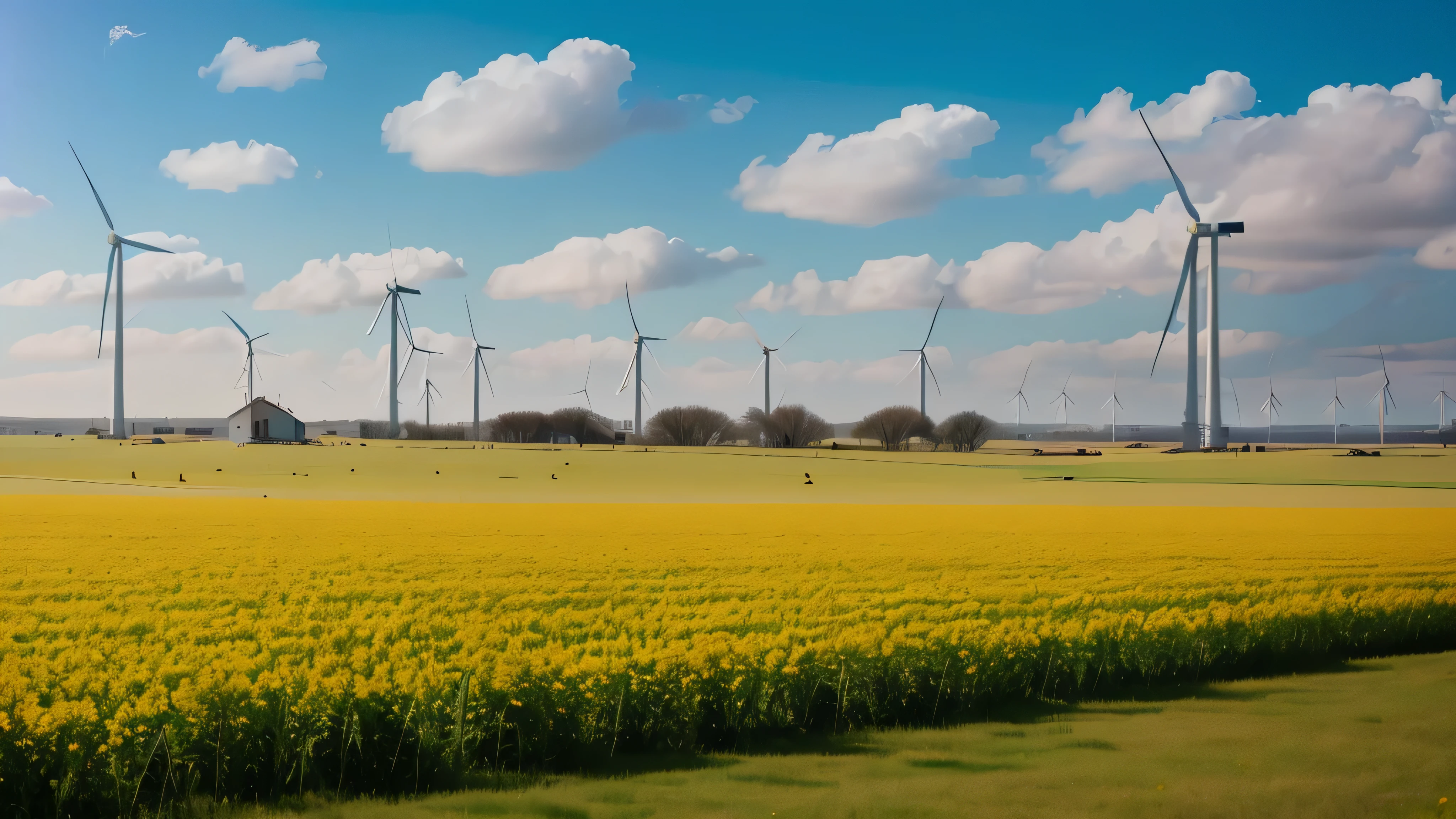 arafed field of yellow flowers and wind turbines in the distance, wind turbines, solar panels, renewable energy, by Thomas Häfner, windmills, by Hans Schwarz, by Karl Völker, clean energy, wind, green energy, shutterstock, by Matthias Stom, by Dietmar Damerau, by Juergen von Huendeberg
