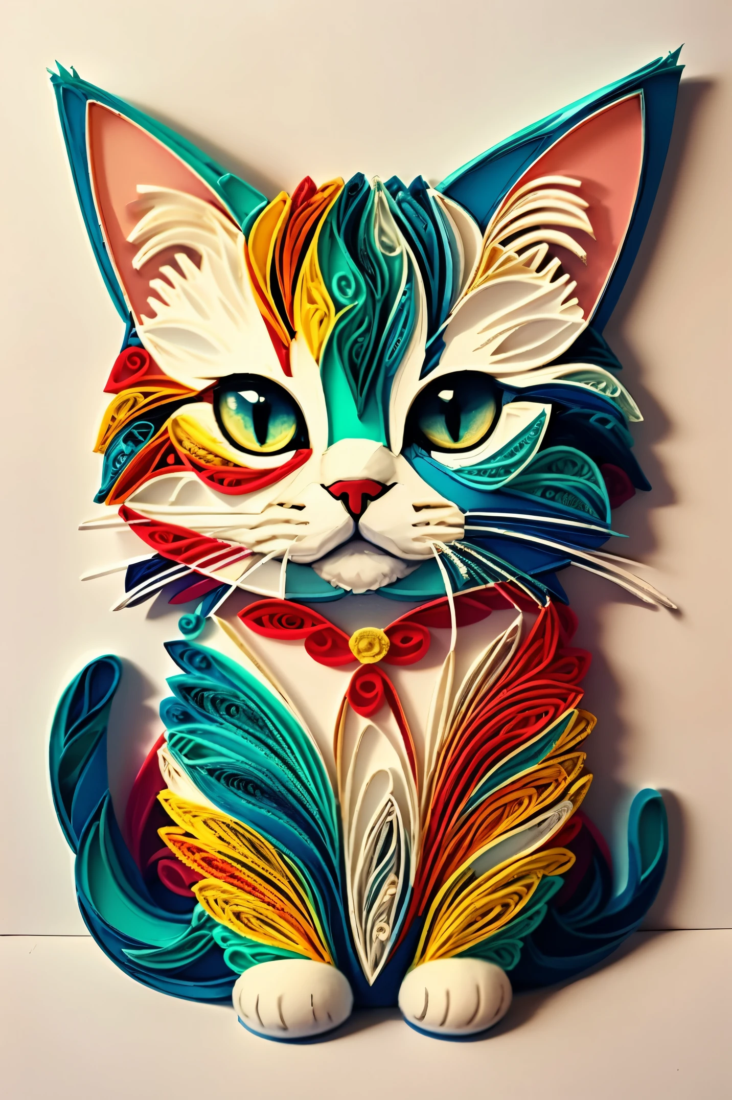 Trigre, multi dimensional quilling paper, art, chibi,
yang08k, beautiful, colorful,
masterpieces, superior quality, best quality, official art, beautiful and aesthetic, clean unique, and with a cat, that cat, light and tenderness