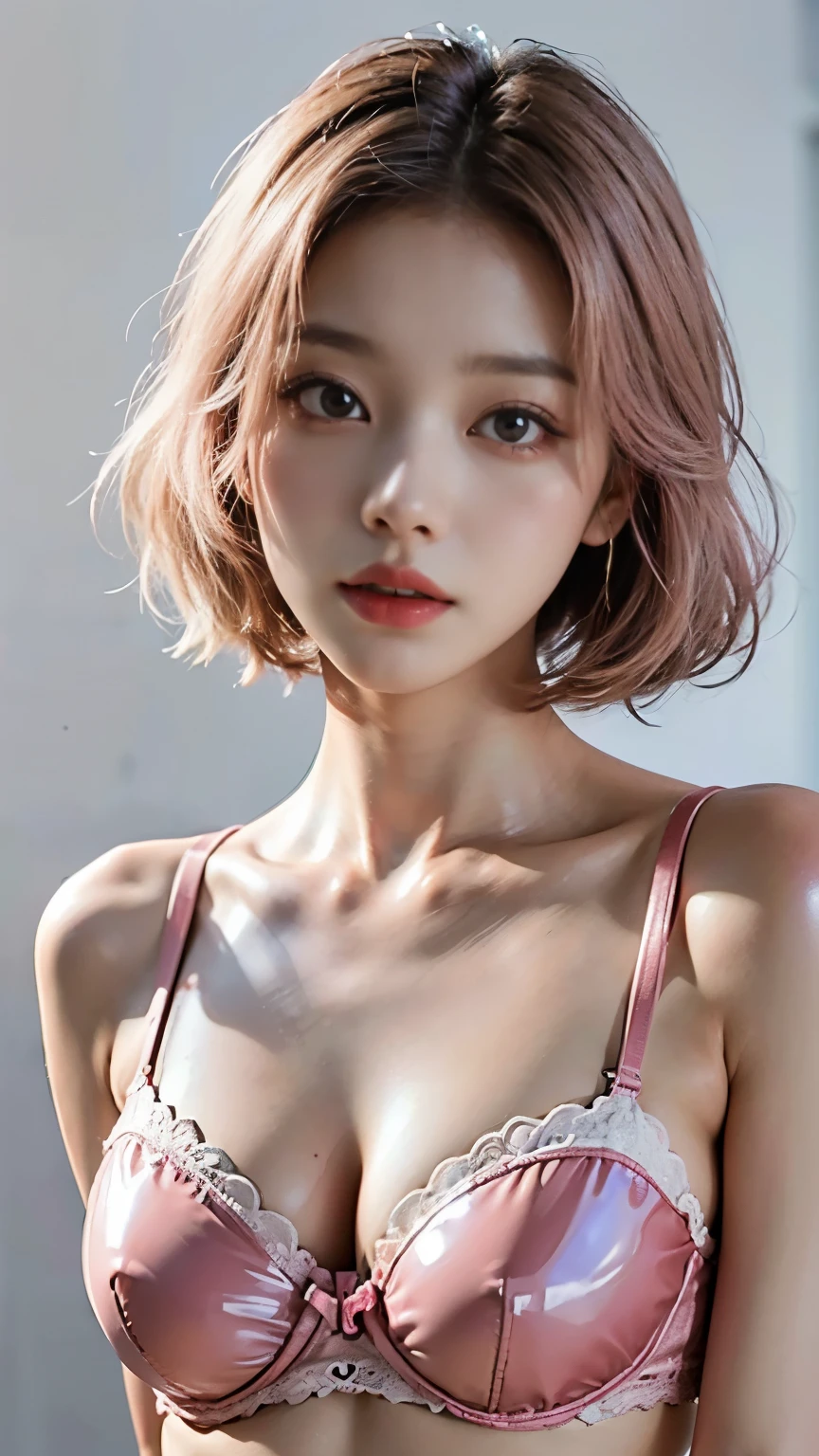 (32k, RAW Photos, Highest quality, masterpiece:1.2), (Realistic, photo-Realistic:1.4), (Highly detailed 8k wallpaper),Sharp focus, Blur the background, Bokeh,Professional Lighting, Cinema Lighting,Backlight, A cute 20-year-old Japanese girl with a young face、Chest close-up、（Her blouse is completely unbuttoned、Nipples are visible:1.5）、Small nipples、The areola is pale pink、（Small breasts:1.8）、Randomly change your hairstyle and hair color、LOL、（On all fours:2.0）