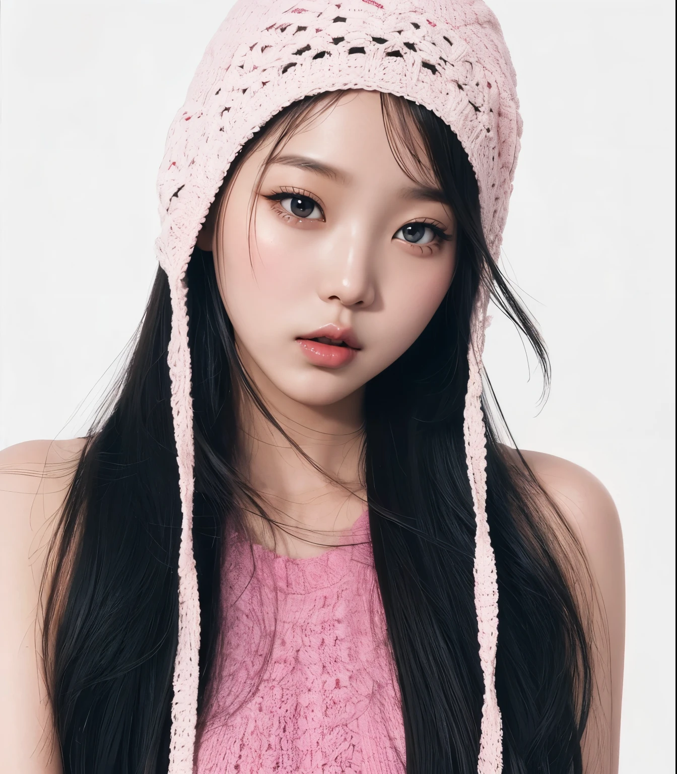 Wonyoung from IVE face, foto realista, ultra HD, 8k, big juicy lips