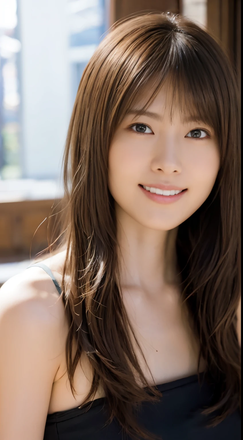 high quality, master piece, Super high resolution, (Photoreal: 1.4), RAW photography, 1 smiling girl, brunette colored hair, glowing skin, 1 Mechanical Girl, (Ultra realistic details)), sports late, global illumination, shadowing, Rendering with Octane, 8K, super sharp,The groove exposes the original skin