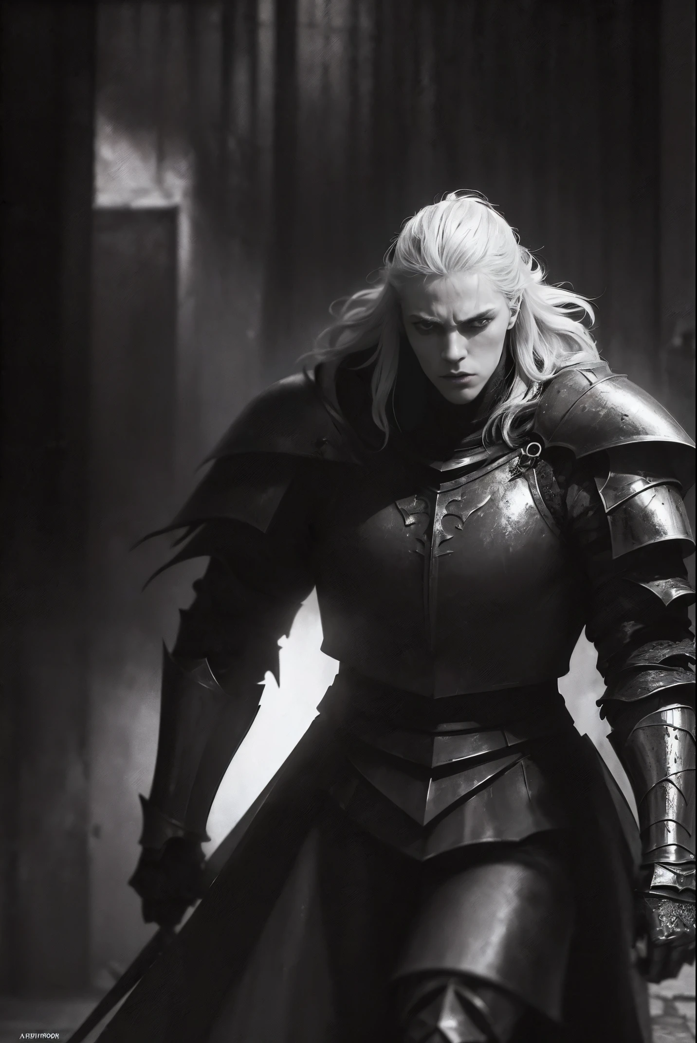 (a knight in shining armor:1.1), (a knight in darkness:1.1), (intense battle:1.2), (epic duel:1.1), (contrasting forces), (conflicting ideologies), (clash of good and evil), (ferocious competition), (ultimate showdown), (extreme contrast), (distinguishable oppositions), (dramatic confrontation), (powerful adversaries), (opposing strengths), (unconventional combat style), (fierce rivalry), (intense determination), (unyielding willpower), (divergent paths), (striking visuals), (emphasized features), (detailed armor), (intricately designed weapons), (symbolic elements), (expressive eyes), (severe expressions), (tense atmosphere), (ominous presence), (dynamic composition), (dark background), (moonlit setting), (dramatic lighting), (contrasting color schemes), (highly dramatic narrative), (masterful craftsmanship), (stunning details), (vibrant colors), (impressive realism)