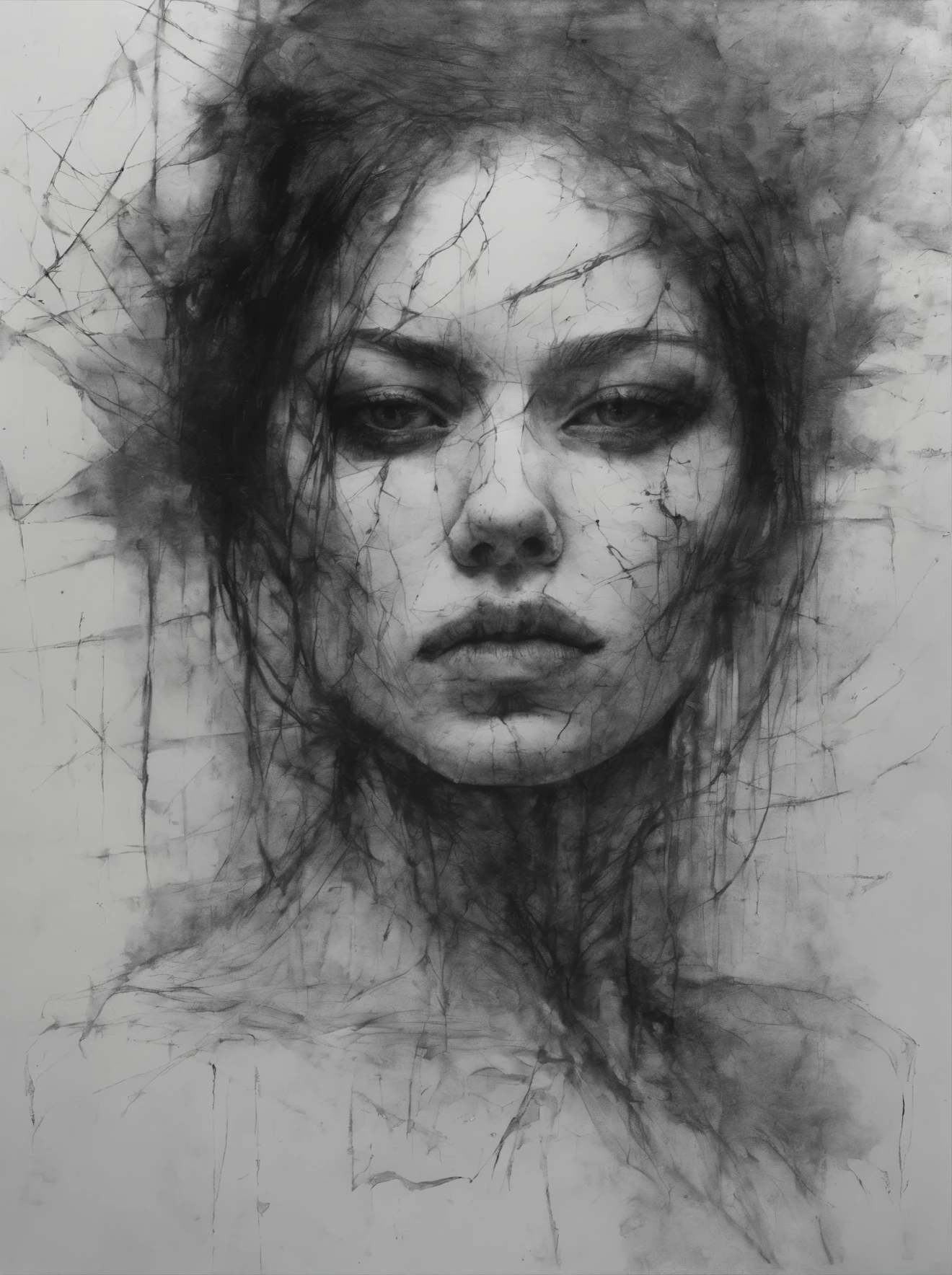 naked body ,strong warrior princess, centered, key visual, intricate, highly detailed, breathtaking beauty, precise lineart, vibrant, comprehensive cinematic, Carne Griffiths, Conrad Roset, (the most beautiful portrait in the world:1.5((sketch)),((high quality, masterpiece:1.4)), 1girl, ((upper body)), portrait sketch, messy drawing, messy charcoal spots, unfinished sketch, sketchbook charcoal style drawing of a woman, sketchbook drawing, sketchbook, beautiful hair, medium short hair, beautiful face, symmetrical face, symmetrical eyes, ((paper material background)), realistic charcoal lines, imperfect drawing, charcoal crumbs, charcoal lines, imperfection, fading sketch, sQueratogray Sketch (eddiemauro-mix))

