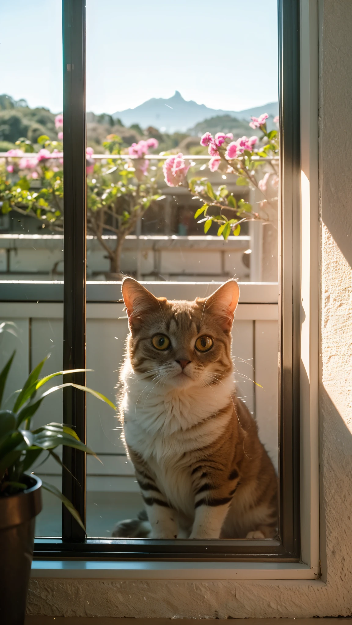 The healing cute style of natural scenery, the cute animal image with thin-rimmed metal-framed glasses, the warm and bright sunny atmosphere in the background, and the beautiful scene of leisure.  