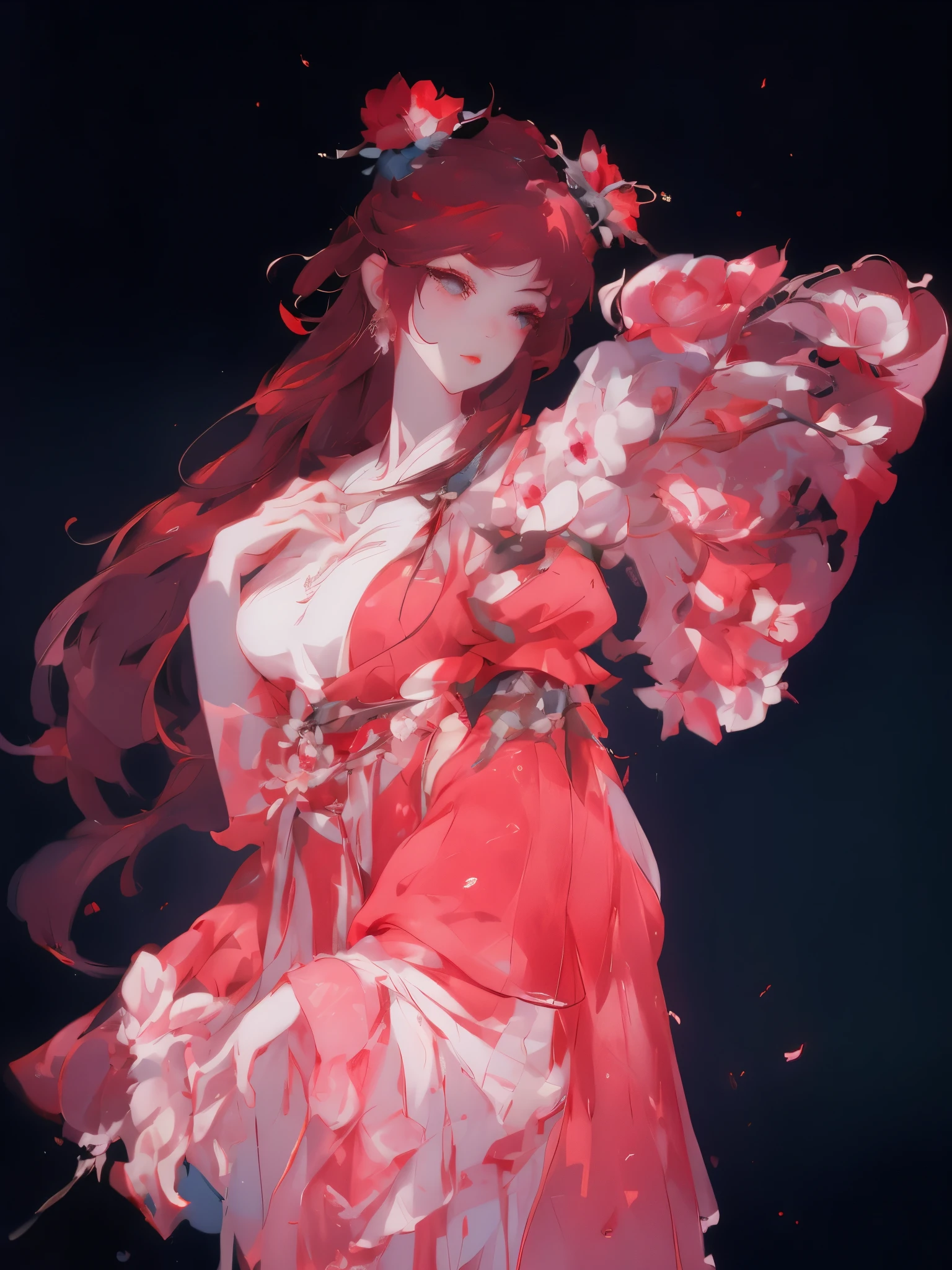 ((masterpiece, best quality)), Delicate face，magician，Gold and red，whole body，Standing picture，Long legs，Large Breasts，Gradient long wavy hair，Perfect body proportions，beautiful eyes，Extremely beautiful，transparent， Pure white background，crystal，Sexy Lingerie，Lace，Garter