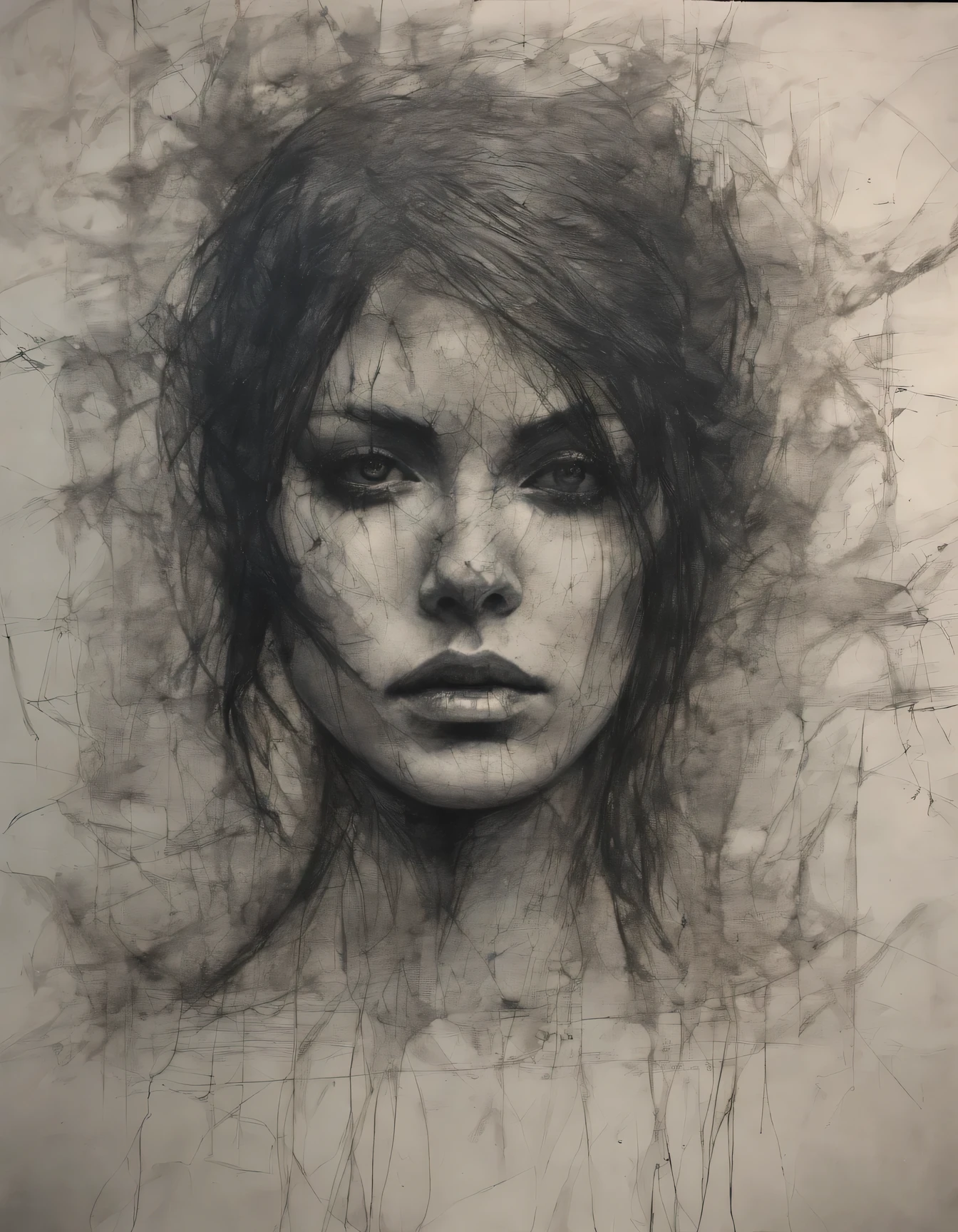 naked body ,strong warrior princess, centered, key visual, intricate, highly detailed, breathtaking beauty, precise lineart, vibrant, comprehensive cinematic, Carne Griffiths, Conrad Roset, (the most beautiful portrait in the world:1.5((sketch)),((high quality, masterpiece:1.4)), 1girl, ((upper body)), portrait sketch, messy drawing, messy charcoal spots, unfinished sketch, sketchbook charcoal style drawing of a woman, sketchbook drawing, sketchbook, beautiful hair, medium short hair, beautiful face, symmetrical face, symmetrical eyes, ((paper material background)), realistic charcoal lines, imperfect drawing, charcoal crumbs, charcoal lines, imperfection, fading sketch, sQueratogray Sketch (eddiemauro-mix))