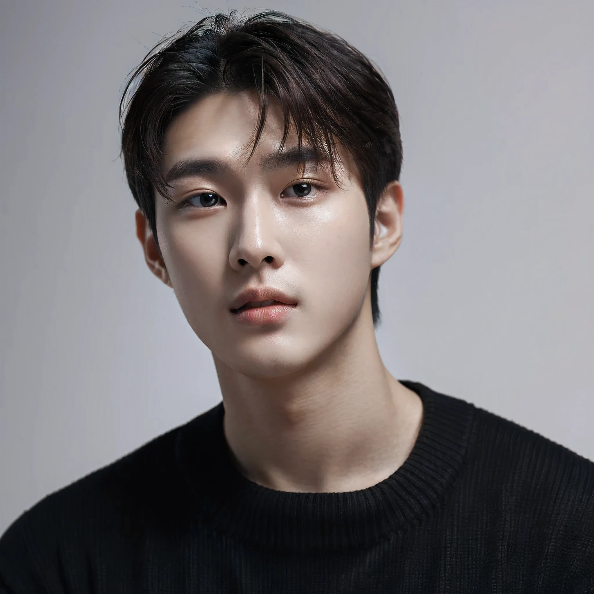 （Actually， high resolution：1.3）, 20-year-old Korean man, 
very handsome, manly eyes, (photo realistic:1.4),(masterpiece, 4K, best quality, ultra detail),studio shoot,pictorial,photography, very detailed face, detailed lips, normal hand, simple background