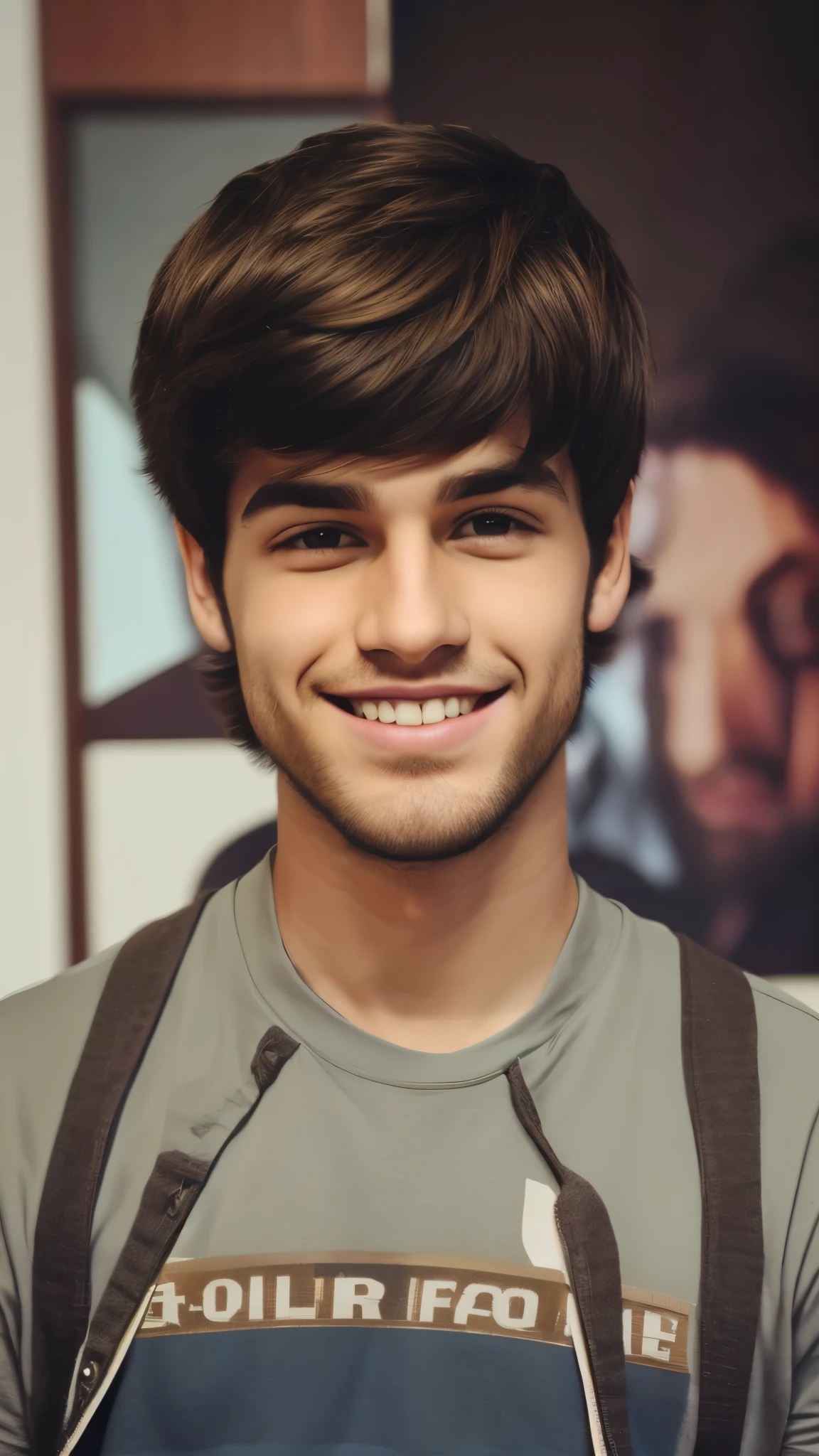 Jake Harrison tem cabelo castanho desalinhado, expressive hazel eyes and a captivating smile. with an average height, he maintains a casual style.
