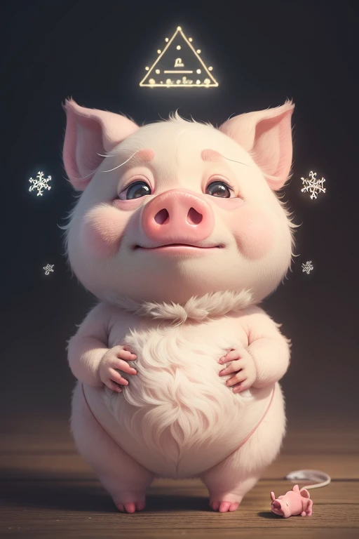 Cute anthropomorphic old pig baby，The art of math，furry fur，Eyes are bright，Yuki，snowflake .. 2，Trendy Art Station，16Kghibli style，Pixar style，super quality，Octagon rendering，beautiful lighting，- quality2-upbeta-Chaos 10