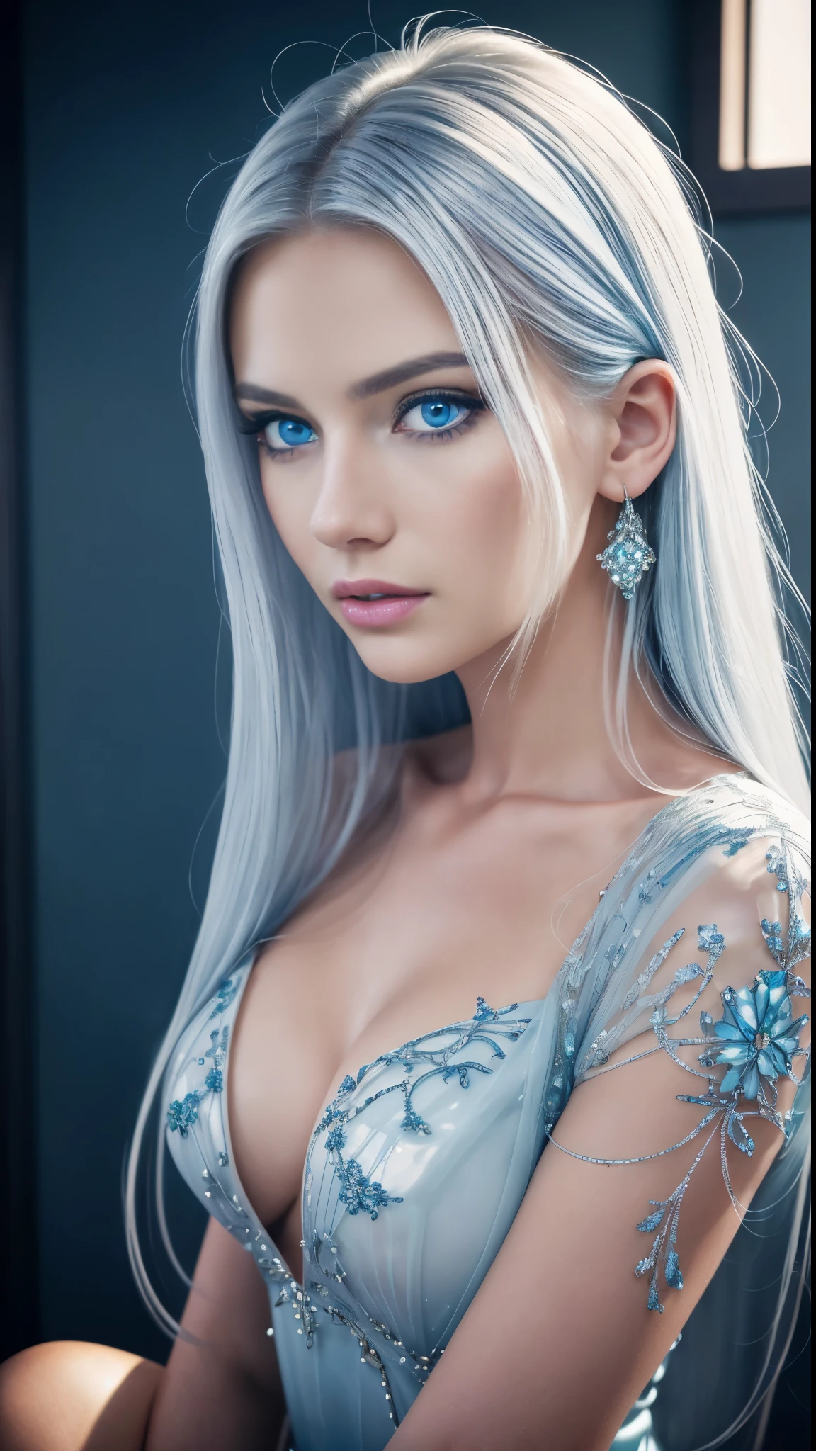 8k full body shot of beautiful white-haired 18 year old girl, (intricate, sheer, transparent, translucent,(no clothes:1.2)), intricate, beautifull face, sublime, elegant, side lighting, highly detailed, digital hyperrealistic photography, hyperrealistic photography filigree, shyness, most beautyfull face, (masterpiece, sidelighting, (finely detailed beautifull blue eyes: 1.2)),