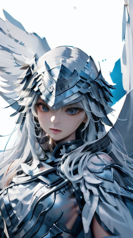 Valkyrie、bust shot、(((look at camera)))、Background like thunder
