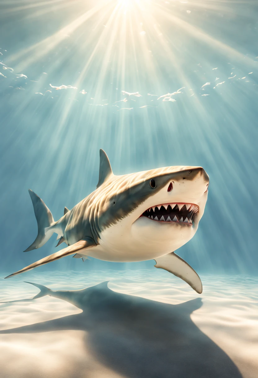 a shark, sunlight, Magic Realism Style, best quality, masterpiece, 8k