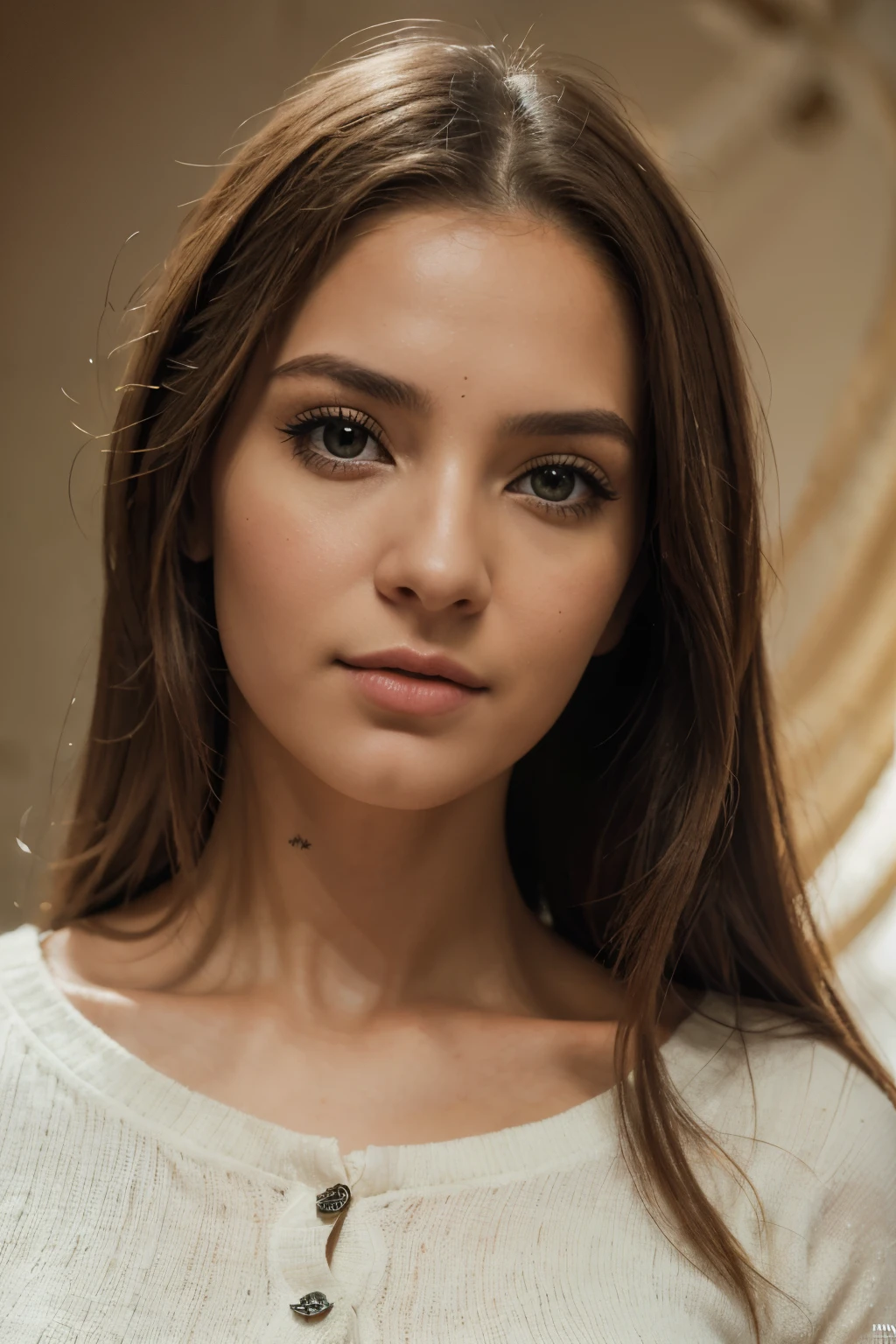 Uma foto de emb-babs,like a pretty woman in a big sweater,olhos verdes brilhosos,cabelo loiro dourados,(Looking at the camera),Photo shoot style,seductive expression,8K HD,Cru,dslr,recursos perfeitos,pele perfeita,poros da pele,profissional,obra de arte,(fotorrealista:1.4),detalhado,Intricado,high resolution,detalhado background,fcDetailPortrait,epiCRealismo,Detalhes gerais.,