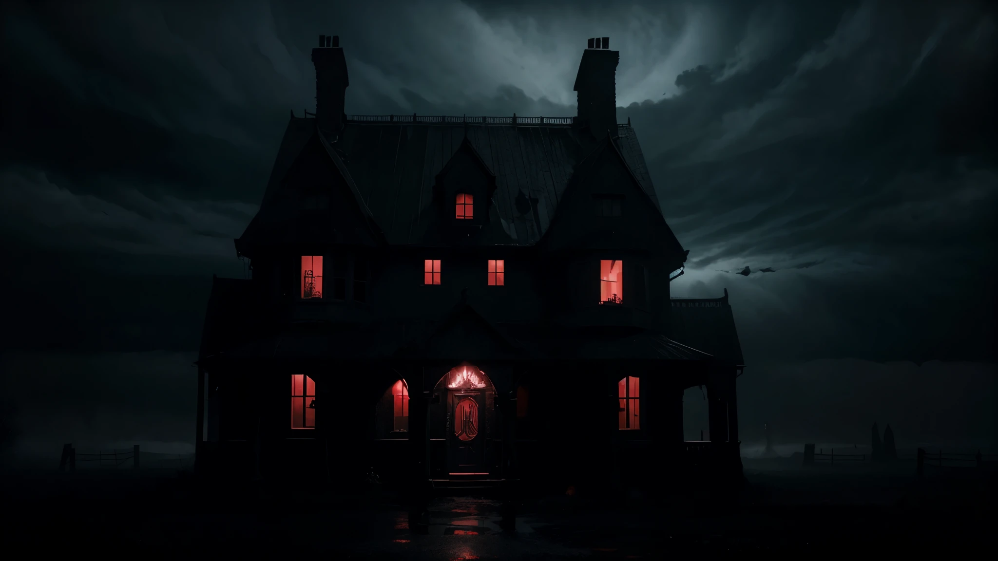 (best quality,highres:1.2),detailed black and red house-shaped banner,horror style,dark and chilling,ominous atmosphere,gothic architecture,haunted elements,creepy windows and doors,bleak silhouette against the moonlight,dripping blood effect,dreadful shadows,nightmarish vibes,thrilling storytelling channel,deep red color gradient,dimly lit interior,macabre illustrations,cursed symbols,ominous clouds,terrifying background,horror enthusiasts,moody lighting,foreboding ambiance