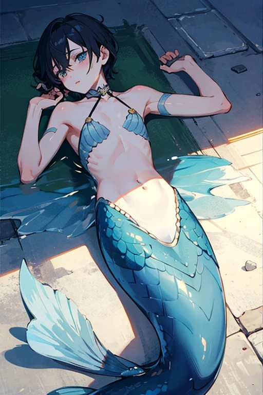 mermaid、Shota、delicate、Are thin、young、Ground、concrete