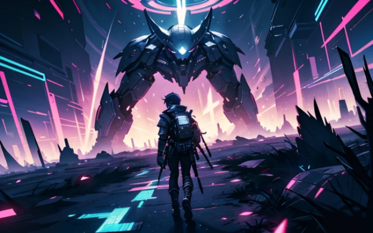 Cross-border battle scene, science fiction scene, Gorgeous damage, Parallel perspective, There is a picture of a spaceship, cyberpunk, shattered, has a very light effect, There is a wide horizontal glass background, magical background, arena background, Game background, exaggerated darkness, cartoonish style