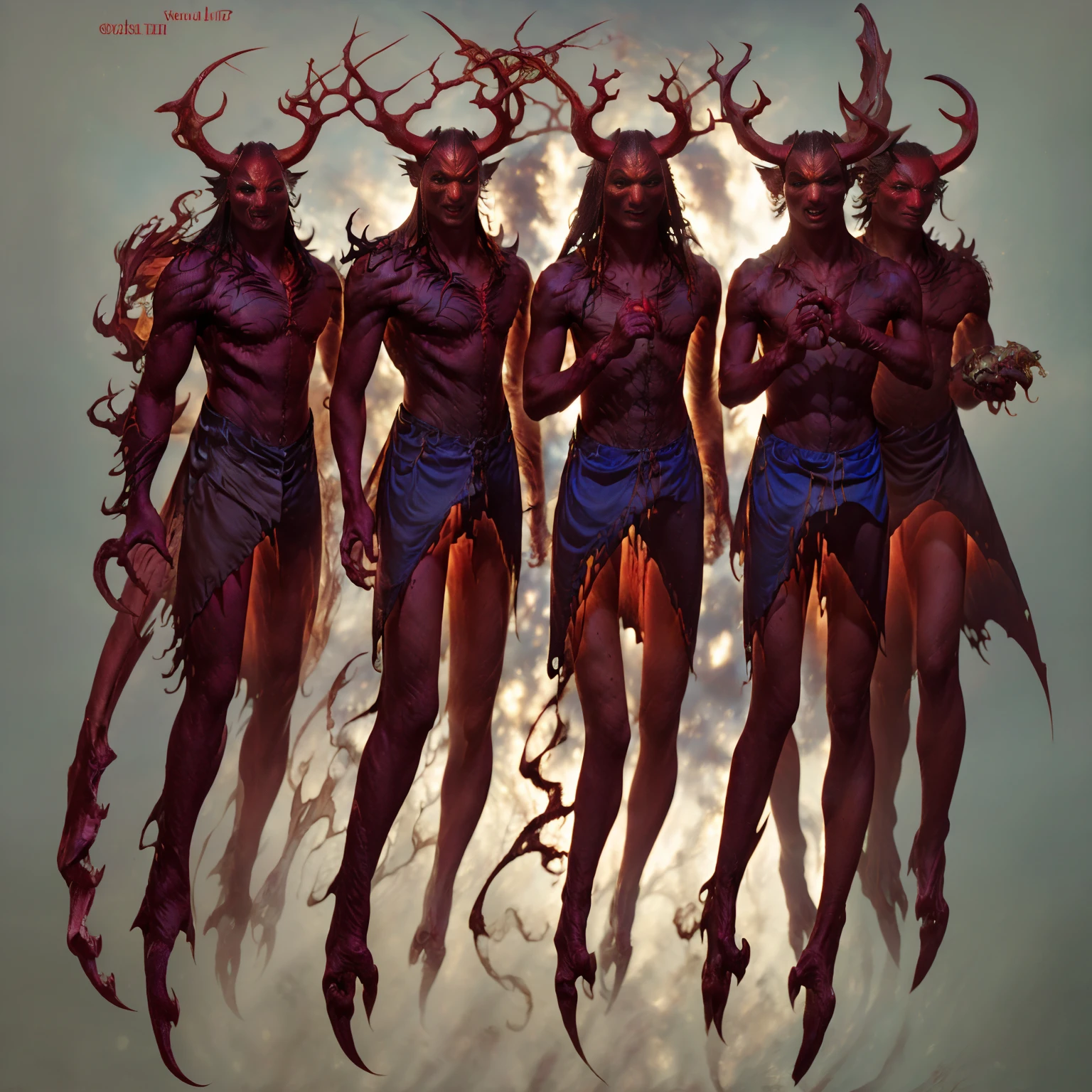 Indigo and crimson highlights | Lewd | exposed | bacchanal "| Torn latex | bandages stained with crimson | Red skin | Alluring | androgynous succubus | horns and tail | huge chest | red skin covered in scars shaped like smoldering runes | Demonic pyromancer in a frozen wasteland. Kimmo Lemetti | Yoshitaka Amano | Ayami Kojima | yasushi nirasawa | Oliver ledroit | Zdzislaw Beksinski, | Jason de Graaf | Richard a kirk | Vitaly S. Alexius | Adam Hughes | J Scott Campbell | Milo manara | Apollonia Saintclair | Michael manning | Yoshitaka Amano | Ayami Kojima | Olivia de berardinis | yasushi nirasawa | Oliver ledroit | Frank Frazetta | Zdzislaw Beksinski, | Jason de Graaf | Richard a kirk | Artgerm | Karol Bak, | Greg and Tim Hildebrandt, | Mark Brooks, | Adrian Ghenie | Gerhard Richter | Takato Yamamoto | Julie Bell | Boris Vallejo"