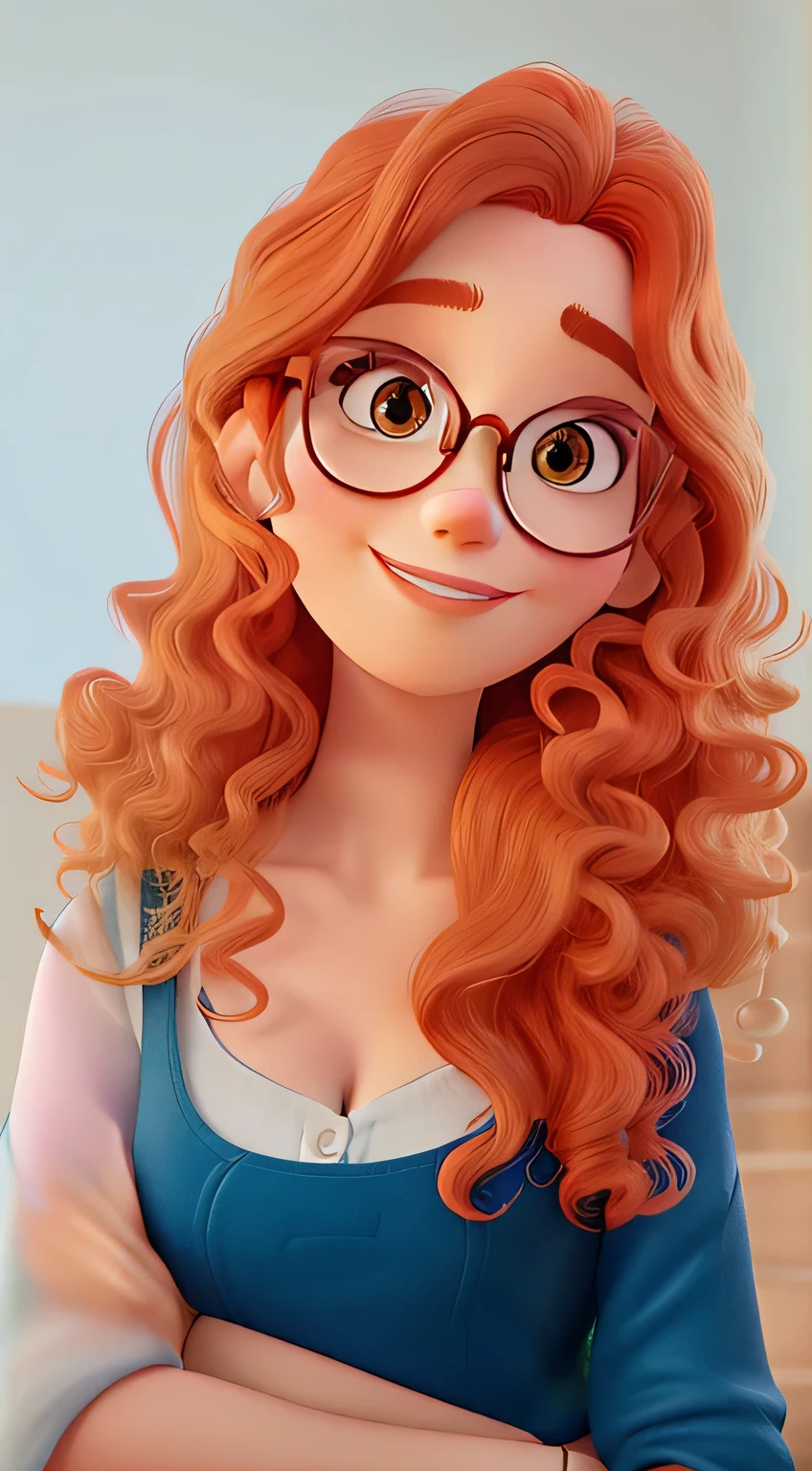 Uma mulher ruiva, no estilo Disney pixar, imagem em alta qualidade.