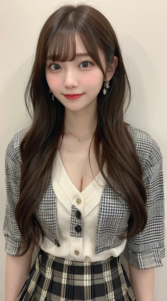 smile、night、Raw photo、(((ultimate beauty portrait)))、((glowing skin))、1 girl、15 year old beautiful girl from Prague、bright look、((brown hair))、(cleavage)、(plaid pleated skirt:1.5)、((Big eyes that shine like jewels))、open cardigan、open your clothes、pantyhose、Glossy and glossy skin、(medium hair)、(silky ponytail hair)、(standing)、(from below)、under the skirt、(from below下着の接写)、eyeliner、beautiful bangs、hair between eyes、((masterpiece、最high quality、super detailed、film light、intricate details、High resolution、very detailed))、detailed background、8KUHD、Digital single-lens reflex camera、soft light、high quality、film grain、Fujifilm XT3 、shallow depth of field、natural soft light、Kamimei、rich bust