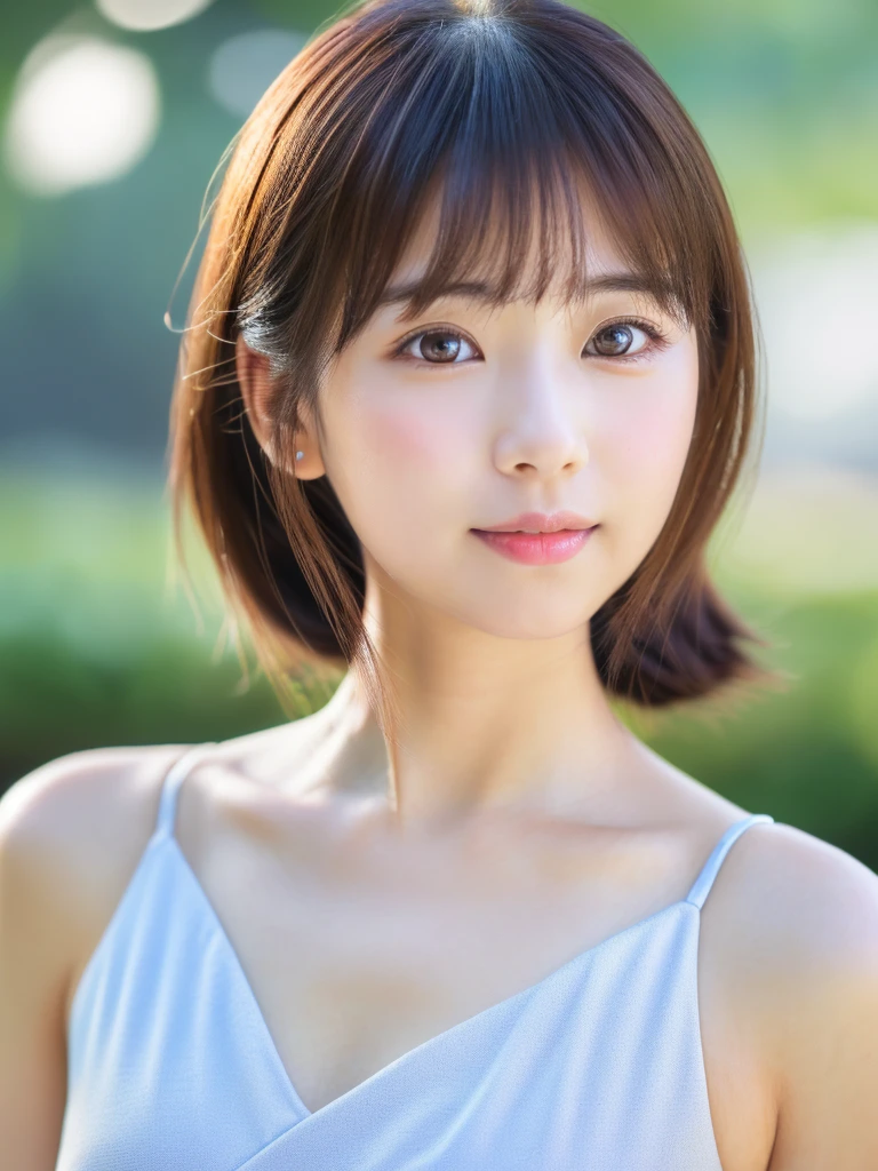 ((cute日本の女の子、beautiful japanese girl、1 girl、clear、19 years old、ponytail、Purple swimsuit、Highly detailed face and skin texture、refinement、super detailed face、highly detailed eyes、Lee Hong、blush、cheek、ピンクのcheekを塗ったcheek、close-up of woman、 from the neck up、 Close to the camera、 positive face、Forward-facing body、look at the camera、front、cute、smooth white skin、Transparent skin texture、))、(dark brown hair、bangs)、beautiful woman with perfect style:1.4、japanese model、young gravure idol、若いcuteグラビアアイドル、Realistic young gravure idol、refinementされたグラビアアイドル、((highest quality、8K、masterpiece:1.3、1photograph))、(4K、RAWphotograph、highest quality)、(realistic、フォトrealistic:1.37)、Place someone on the other side of the screen、Natural light、