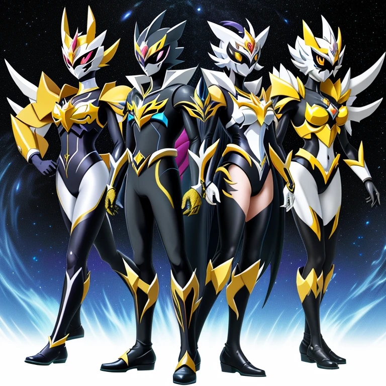 pokemon motif、super sentai、female１people、male１people、Transformation suit with Lunala motif、Lunala motif mask、Solgaleo motif transformation suit、Solgaleo motif mask